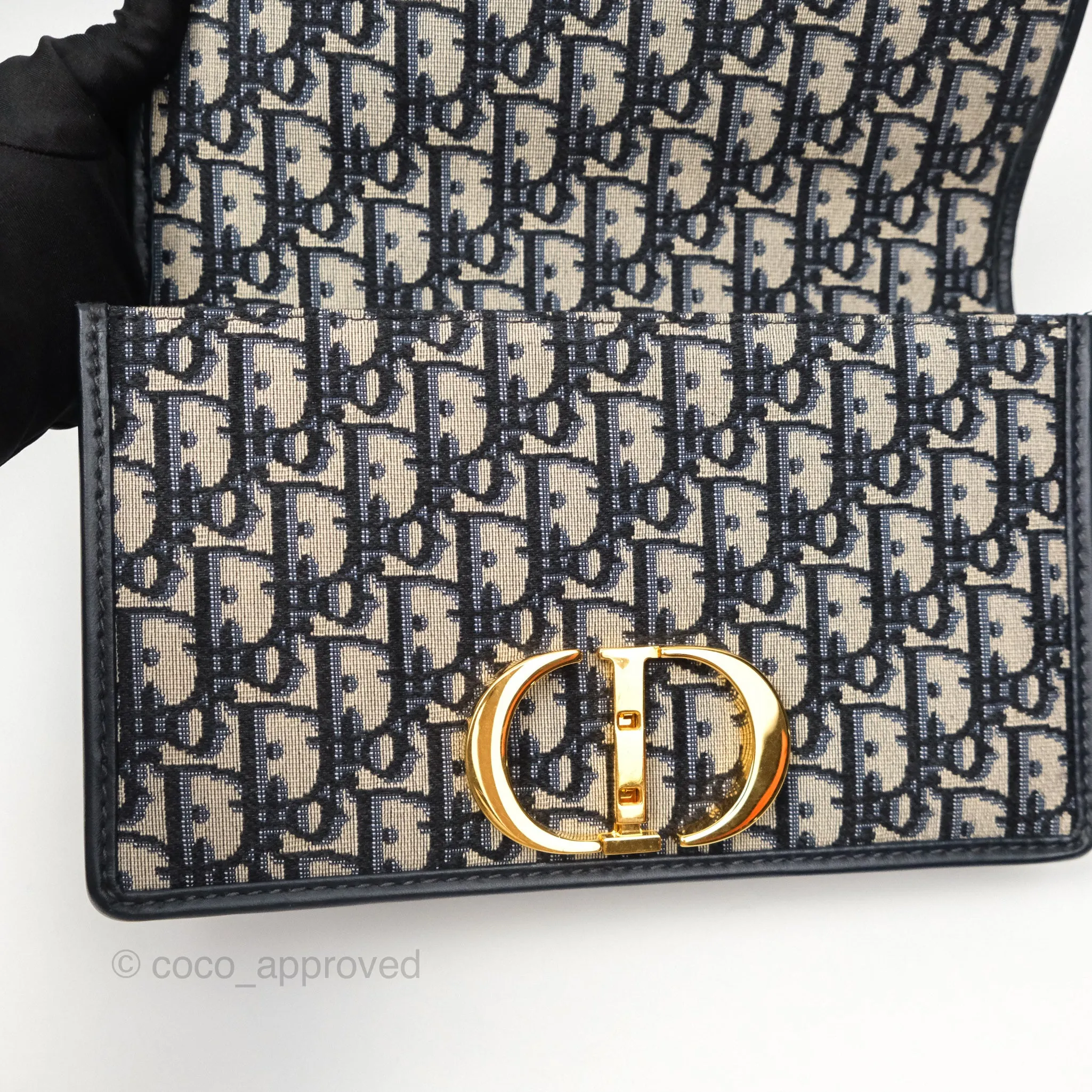 Christian Dior 30 Montaigne with Chain Blue Dior Oblique Jacquard