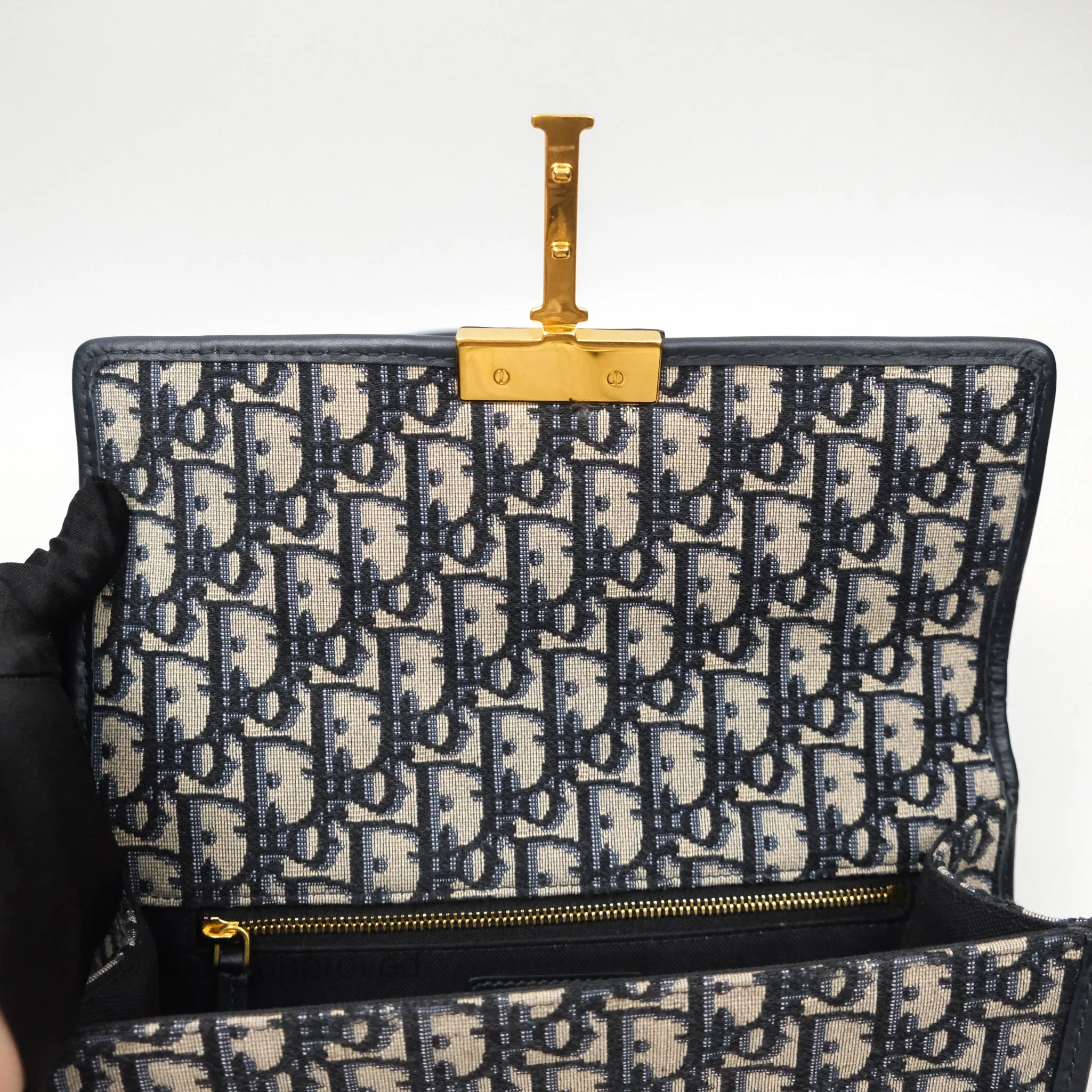 Christian Dior 30 Montaigne with Chain Blue Dior Oblique Jacquard