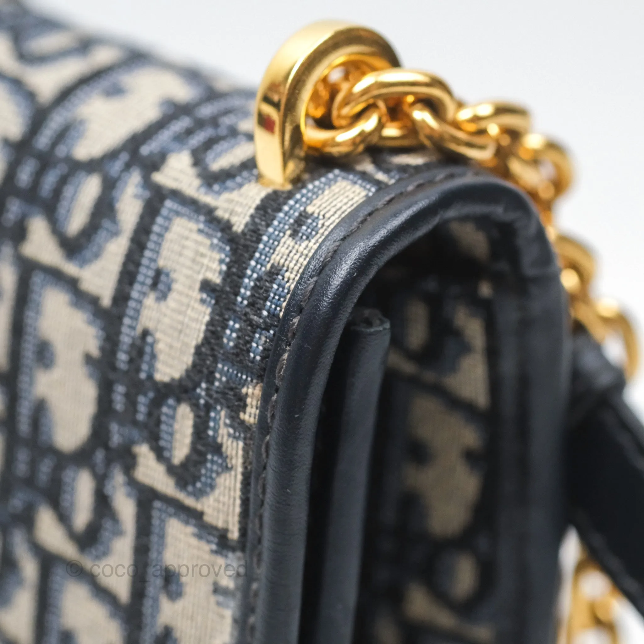 Christian Dior 30 Montaigne with Chain Blue Dior Oblique Jacquard