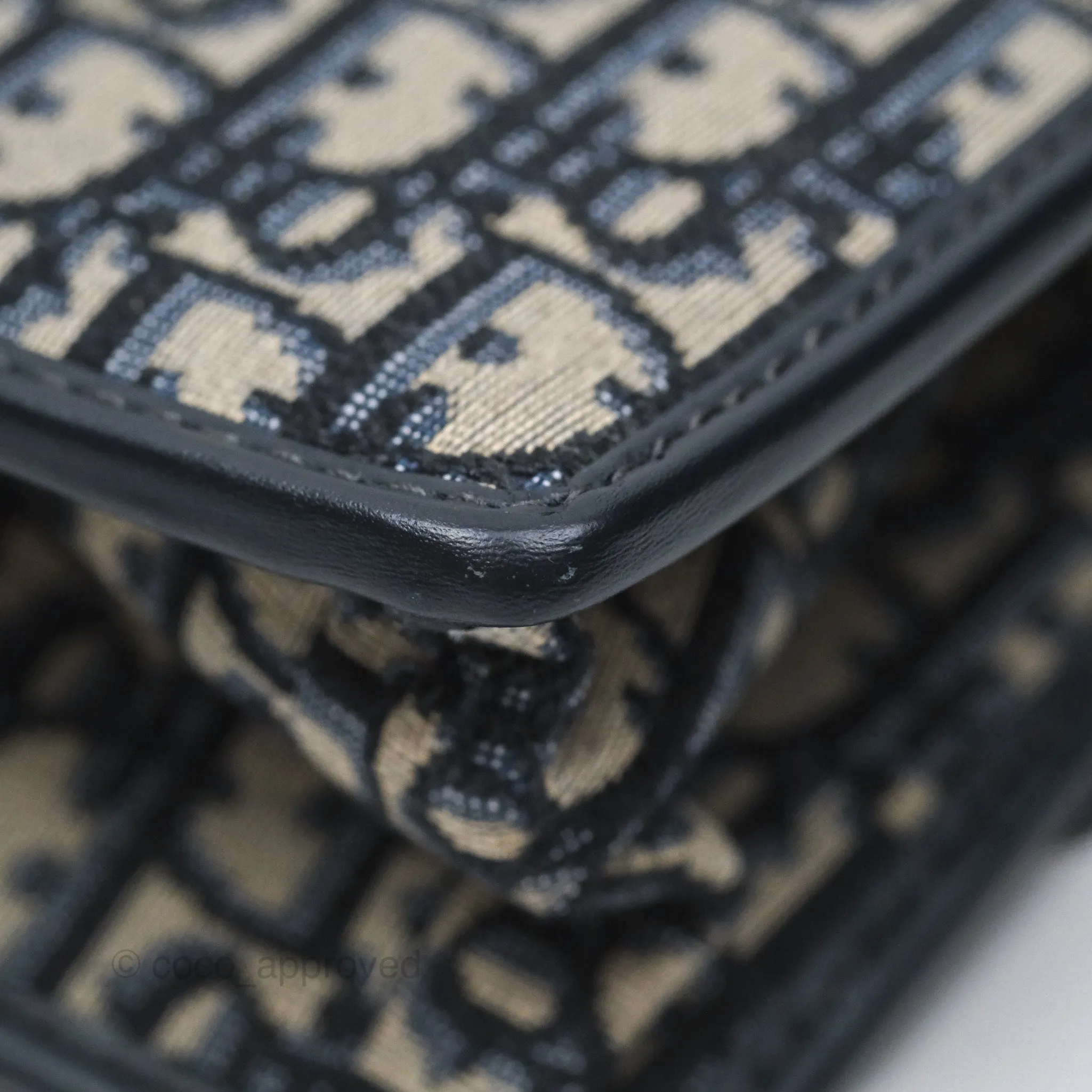 Christian Dior 30 Montaigne with Chain Blue Dior Oblique Jacquard