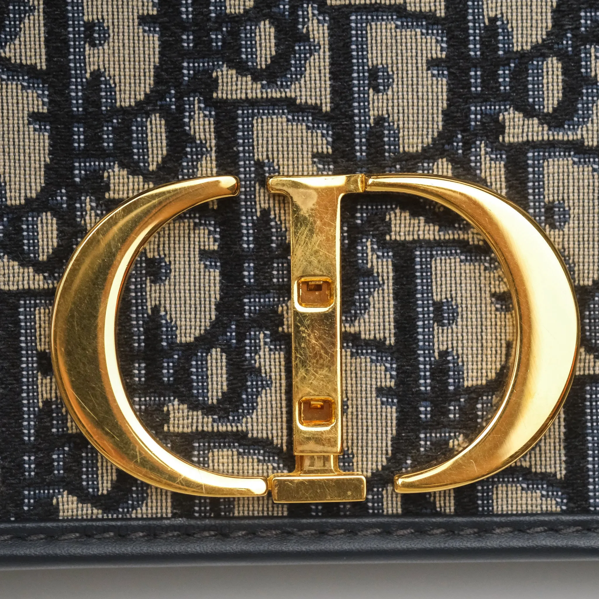 Christian Dior 30 Montaigne with Chain Blue Dior Oblique Jacquard