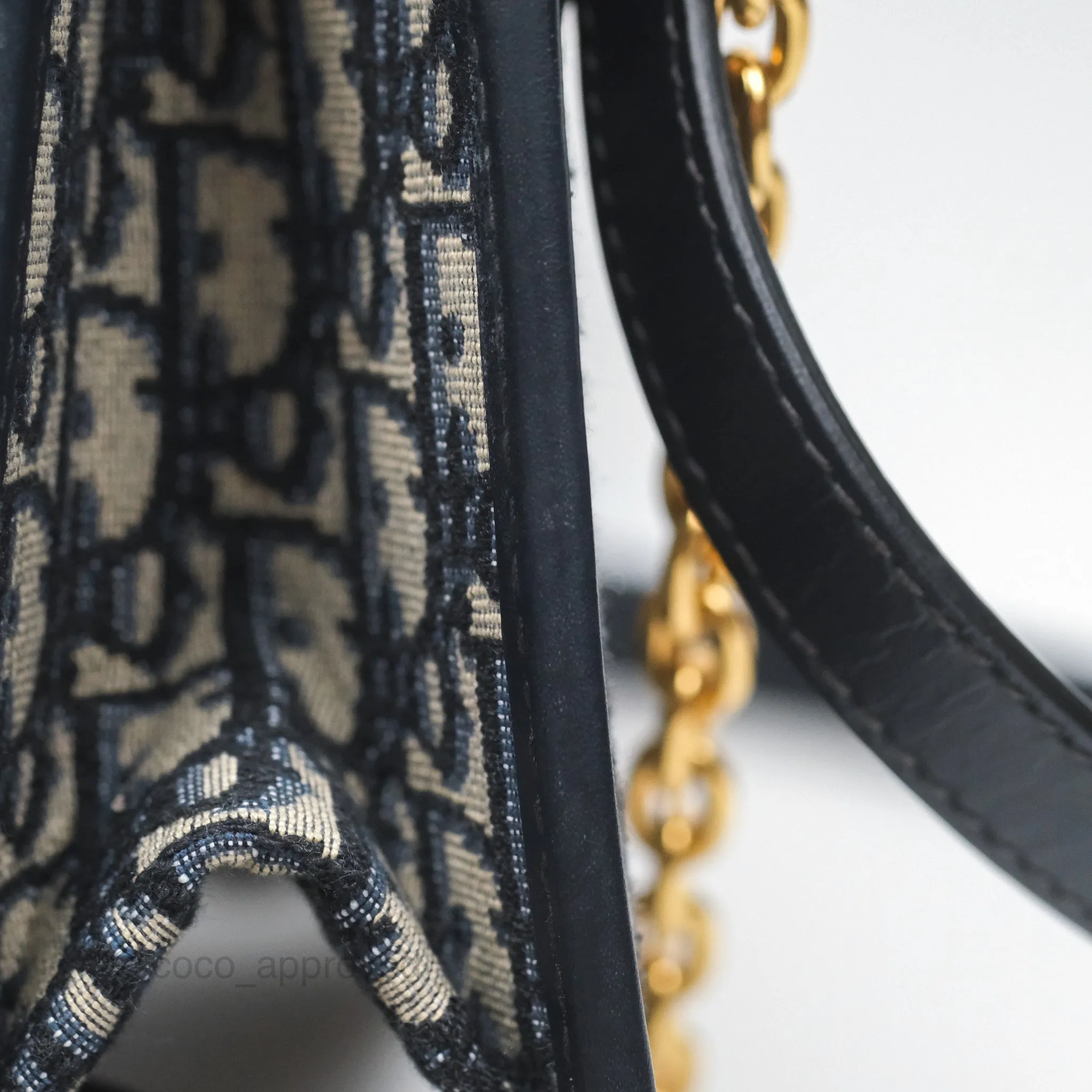 Christian Dior 30 Montaigne with Chain Blue Dior Oblique Jacquard