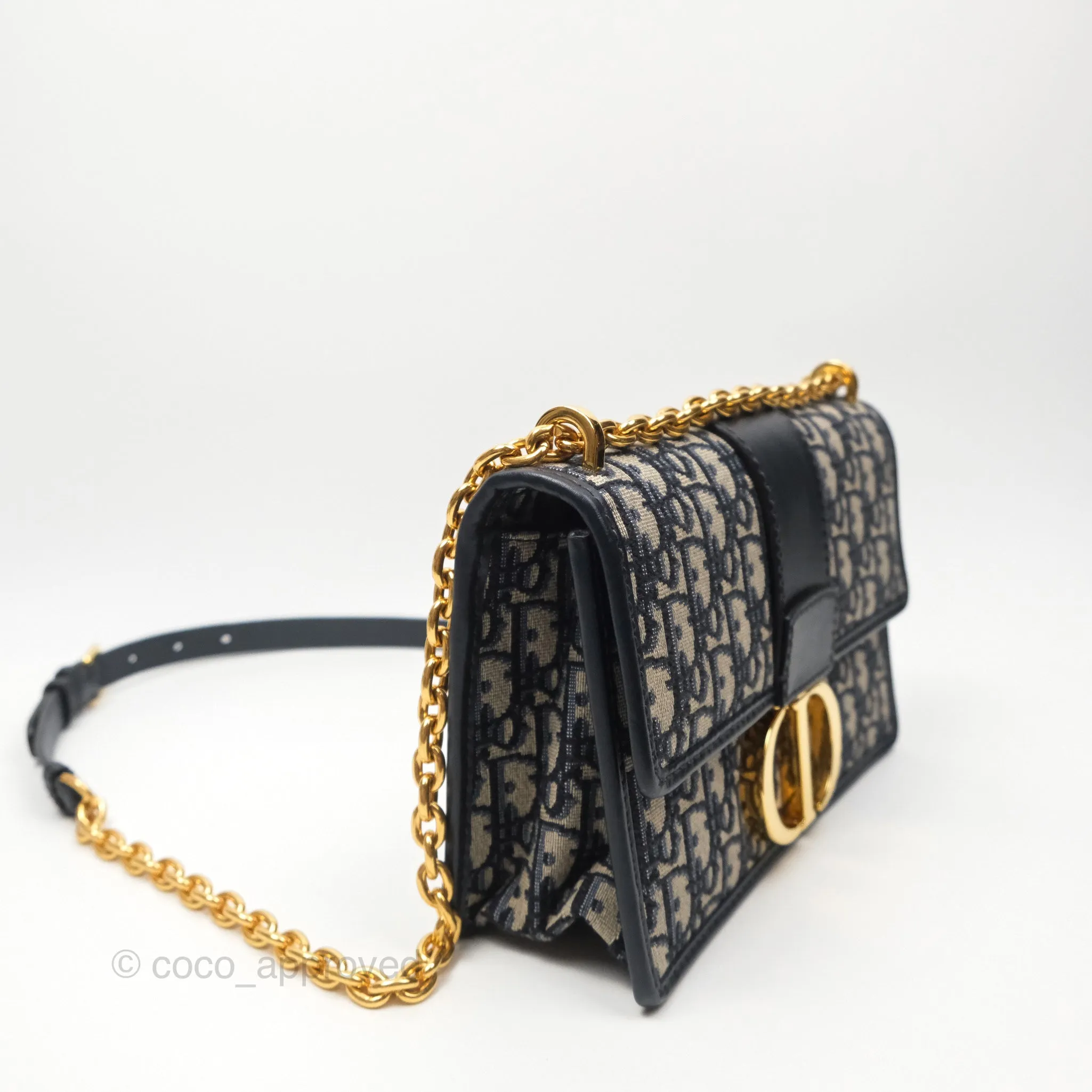 Christian Dior 30 Montaigne with Chain Blue Dior Oblique Jacquard