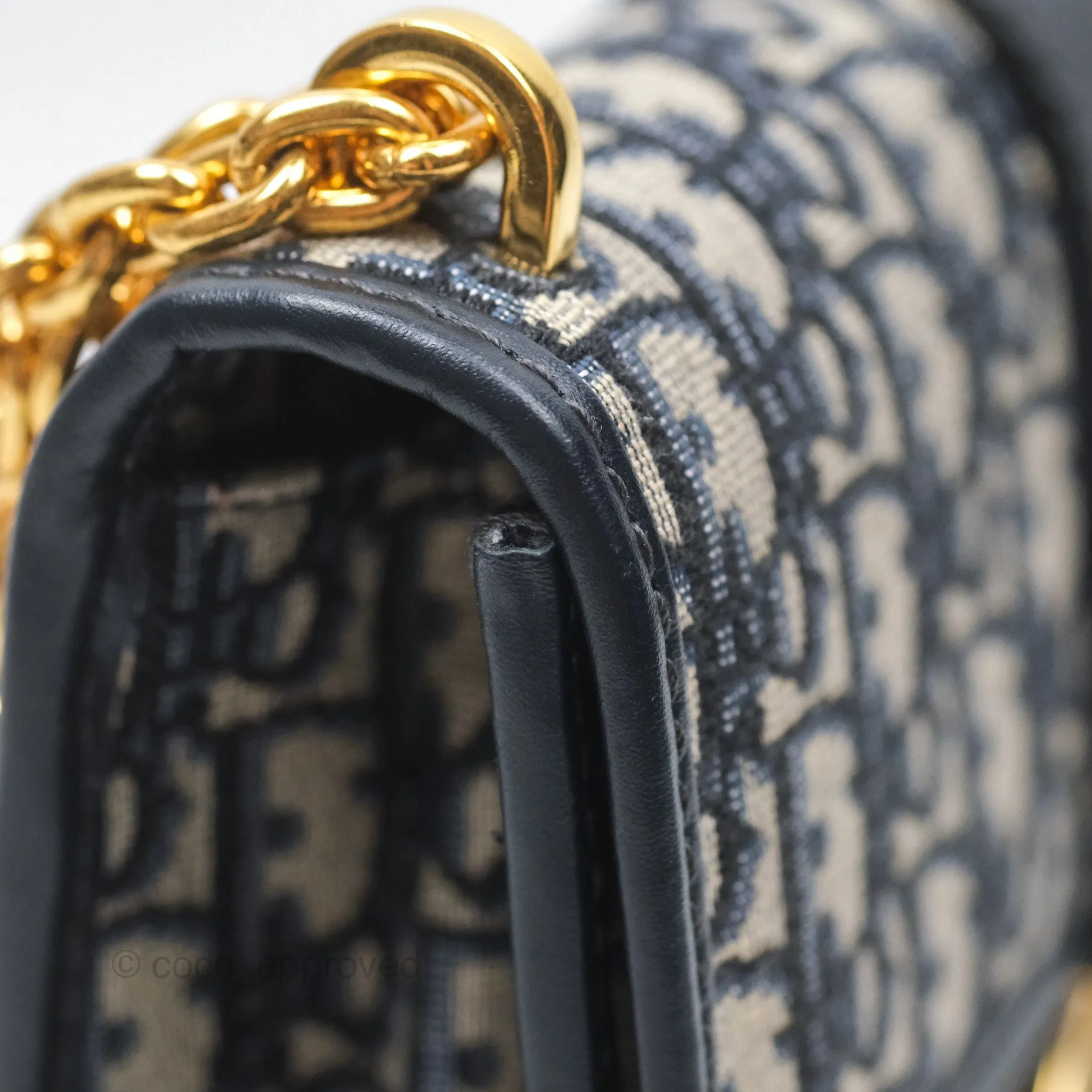 Christian Dior 30 Montaigne with Chain Blue Dior Oblique Jacquard