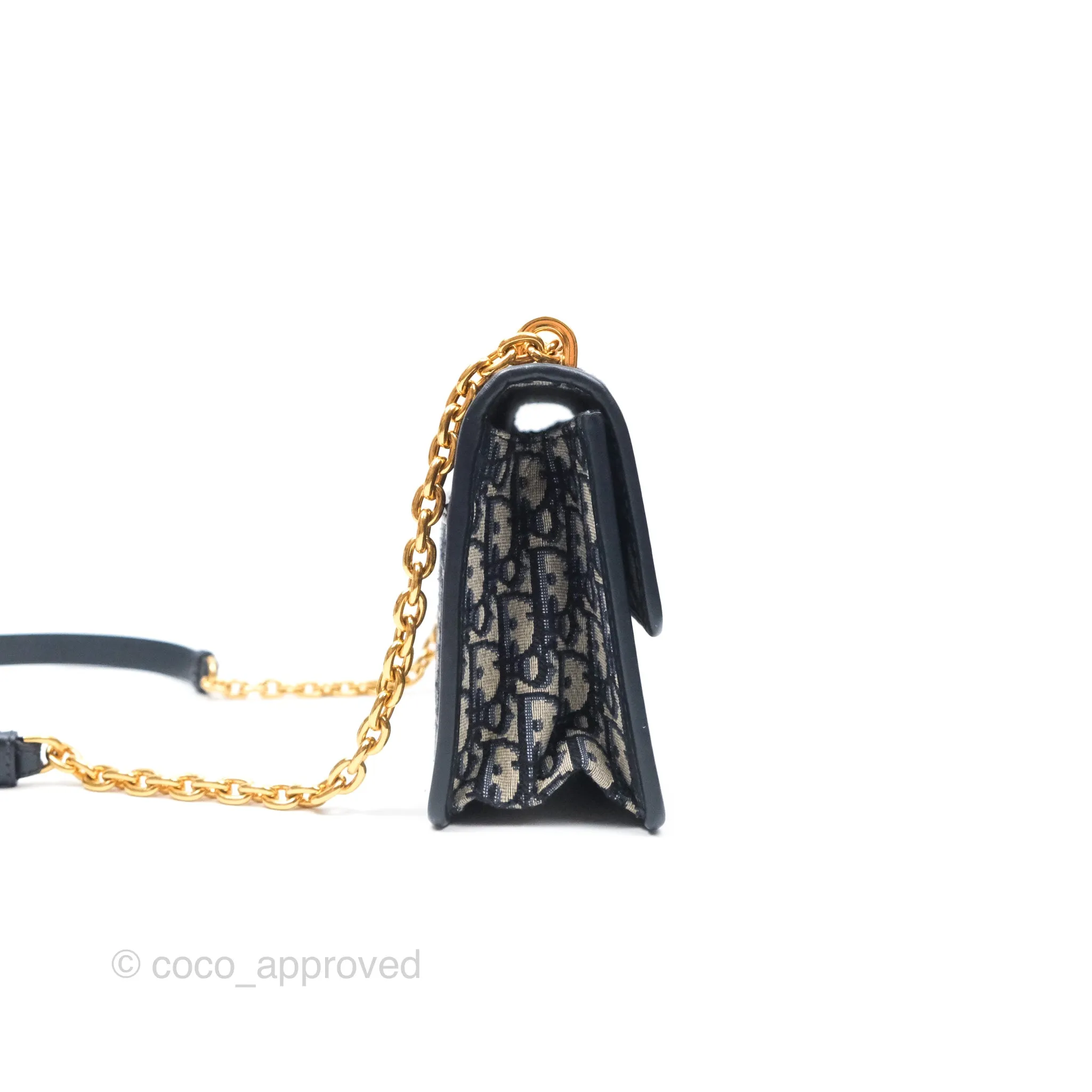 Christian Dior 30 Montaigne with Chain Blue Dior Oblique Jacquard