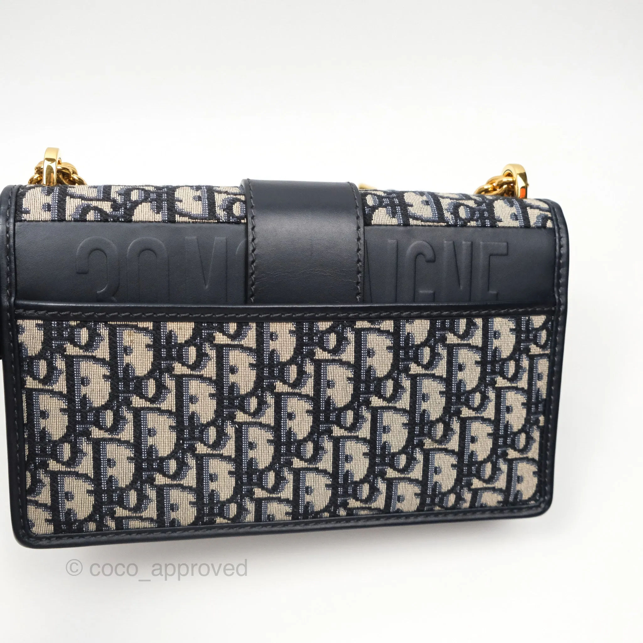 Christian Dior 30 Montaigne with Chain Blue Dior Oblique Jacquard