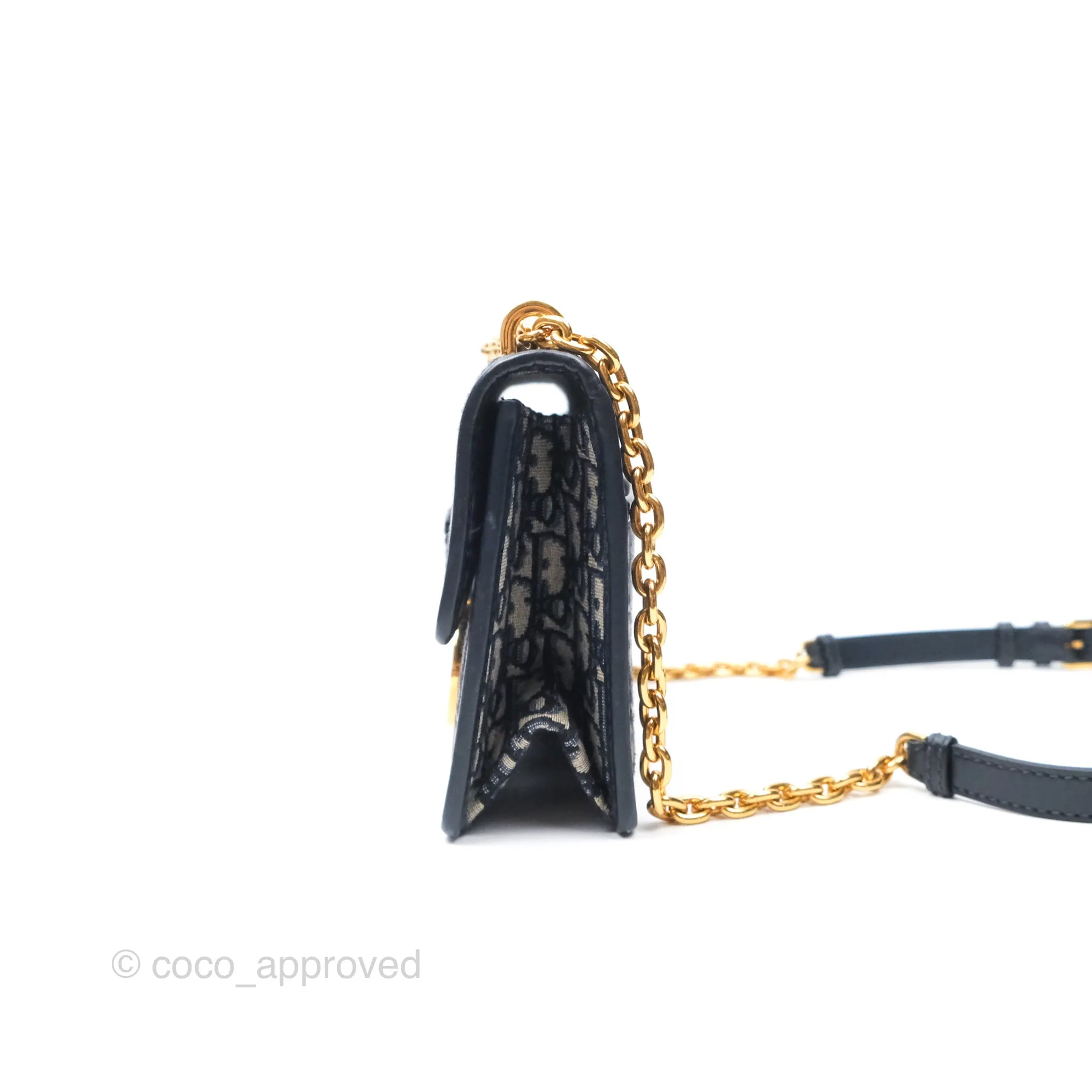Christian Dior 30 Montaigne with Chain Blue Dior Oblique Jacquard