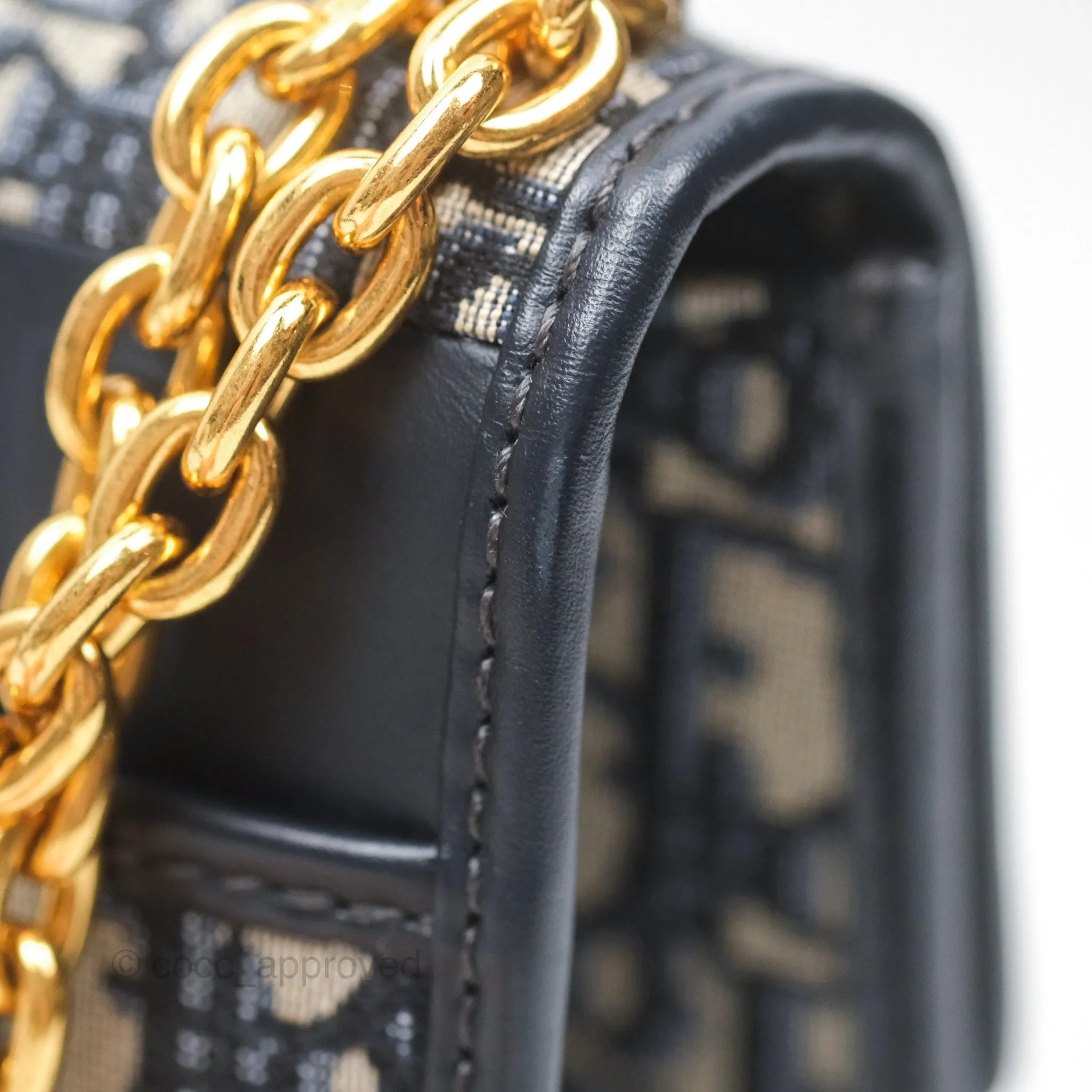 Christian Dior 30 Montaigne with Chain Blue Dior Oblique Jacquard