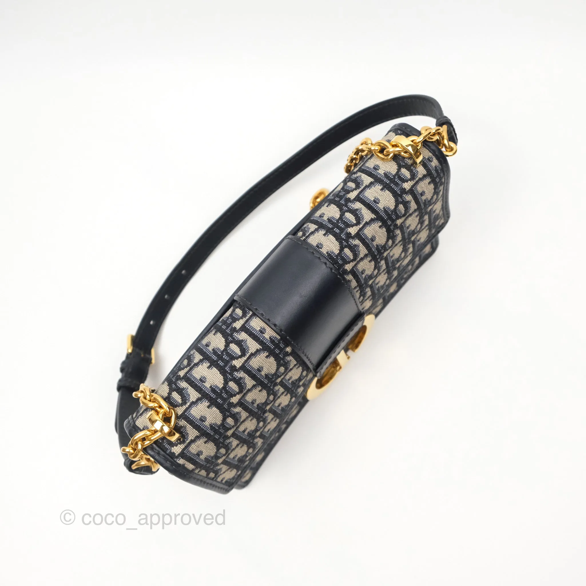Christian Dior 30 Montaigne with Chain Blue Dior Oblique Jacquard