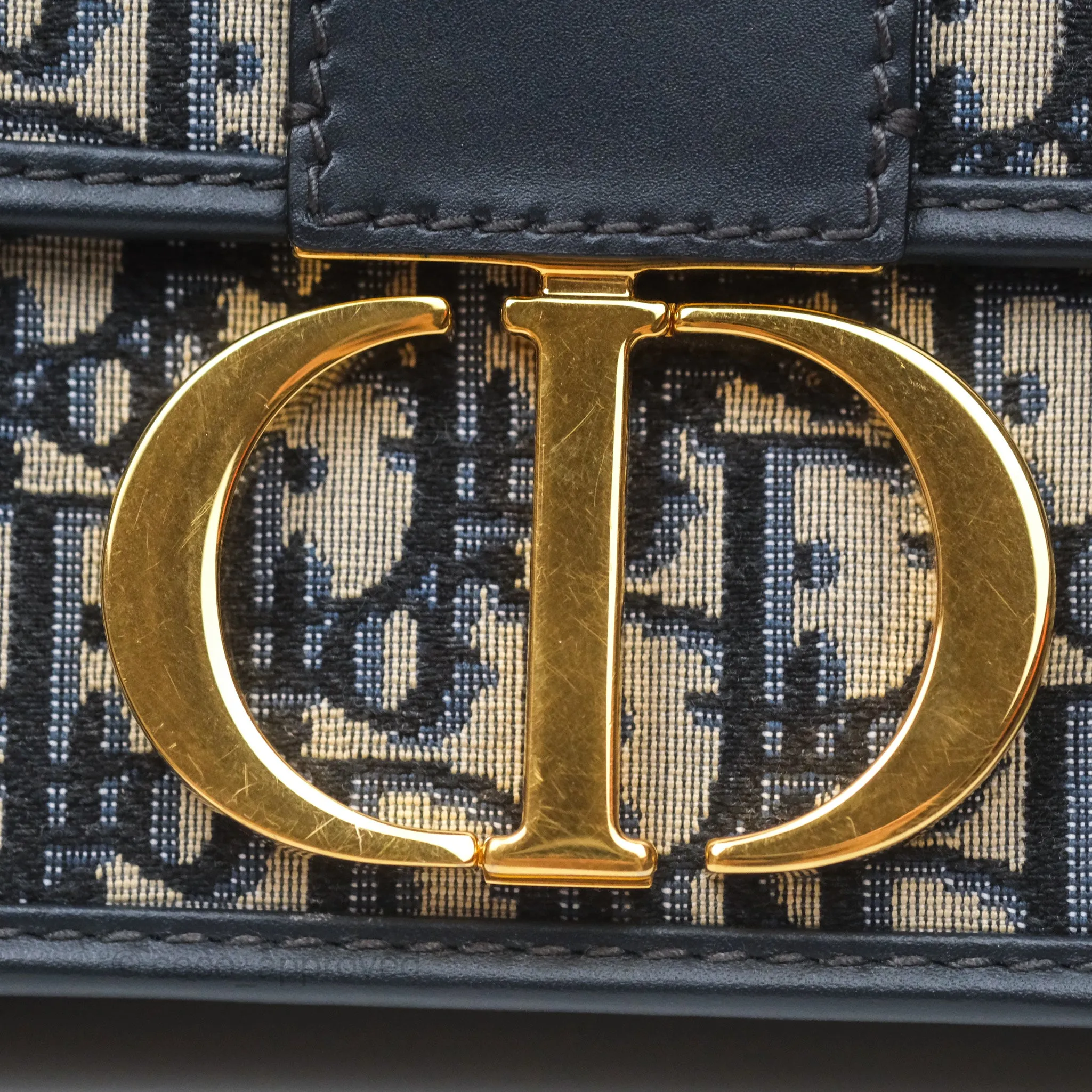 Christian Dior 30 Montaigne with Chain Blue Dior Oblique Jacquard