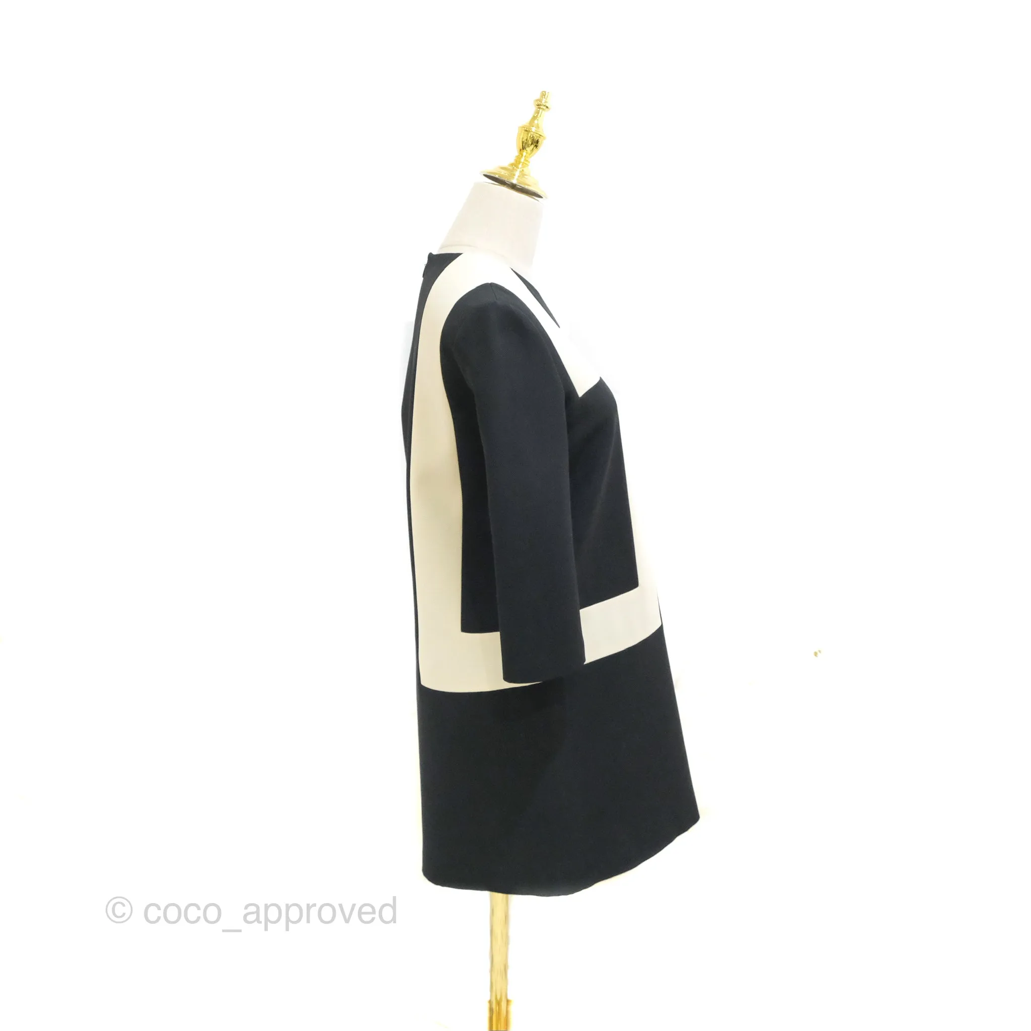 Christian Dior Black White Wool Silk Dress 2019AW Size 34