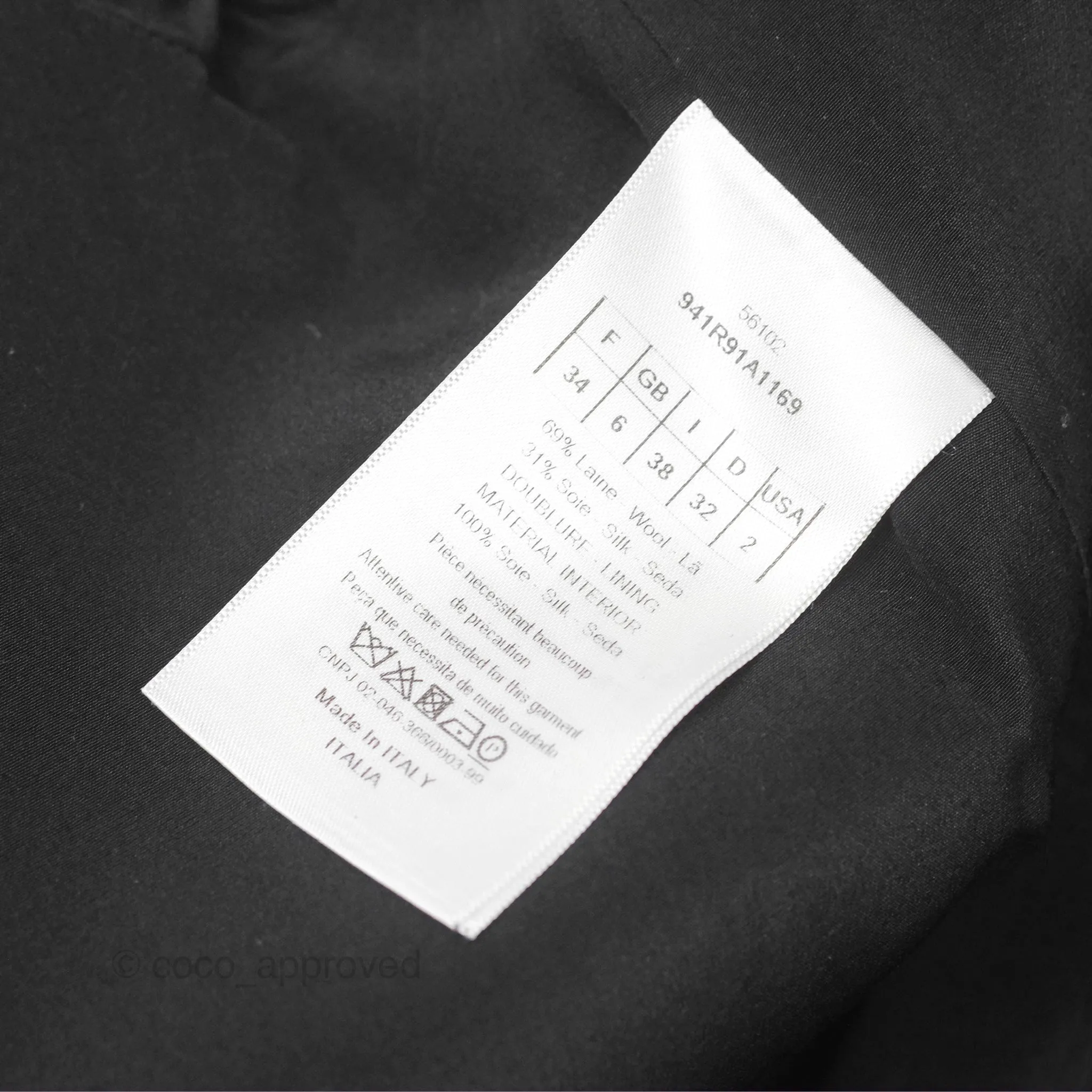 Christian Dior Black White Wool Silk Dress 2019AW Size 34