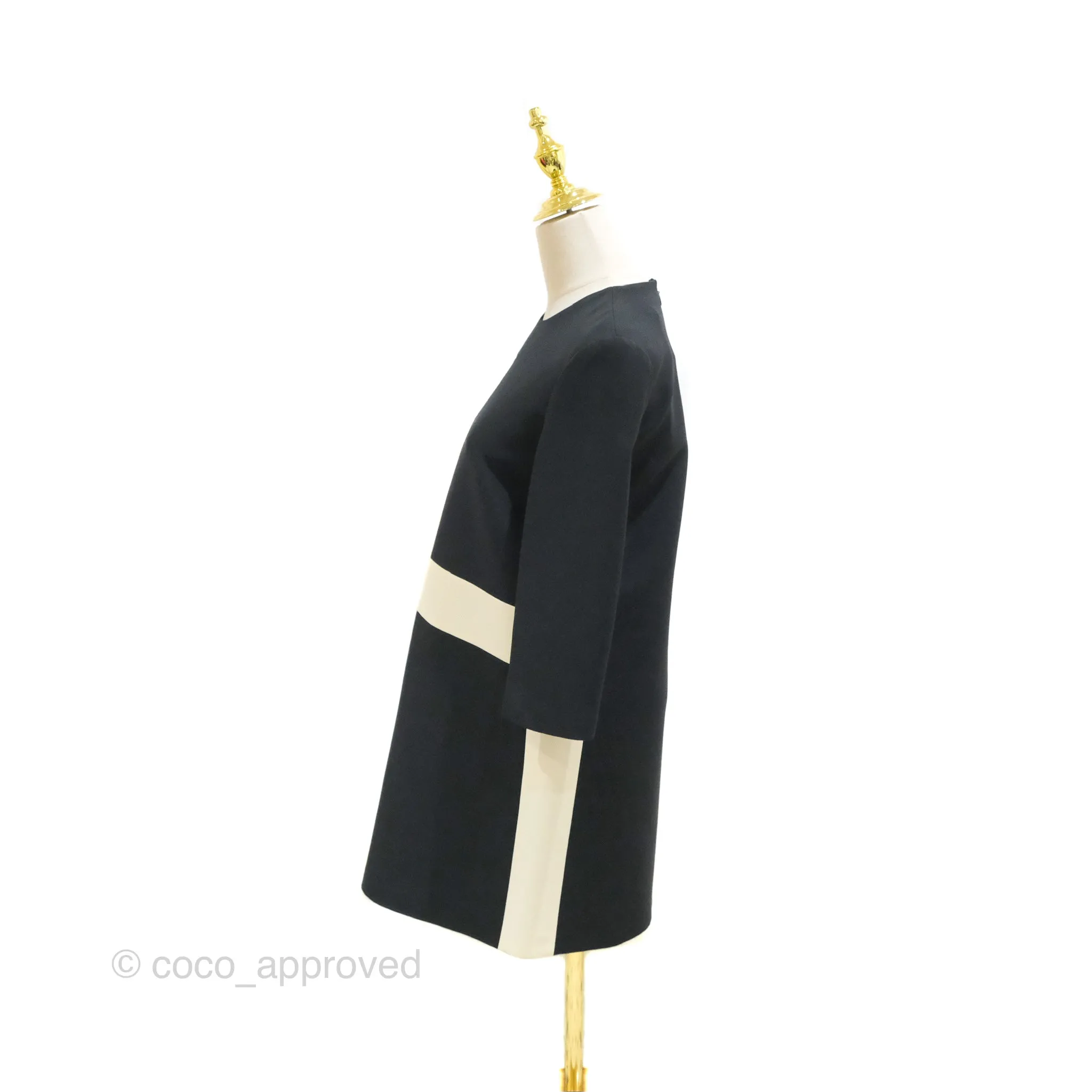 Christian Dior Black White Wool Silk Dress 2019AW Size 34