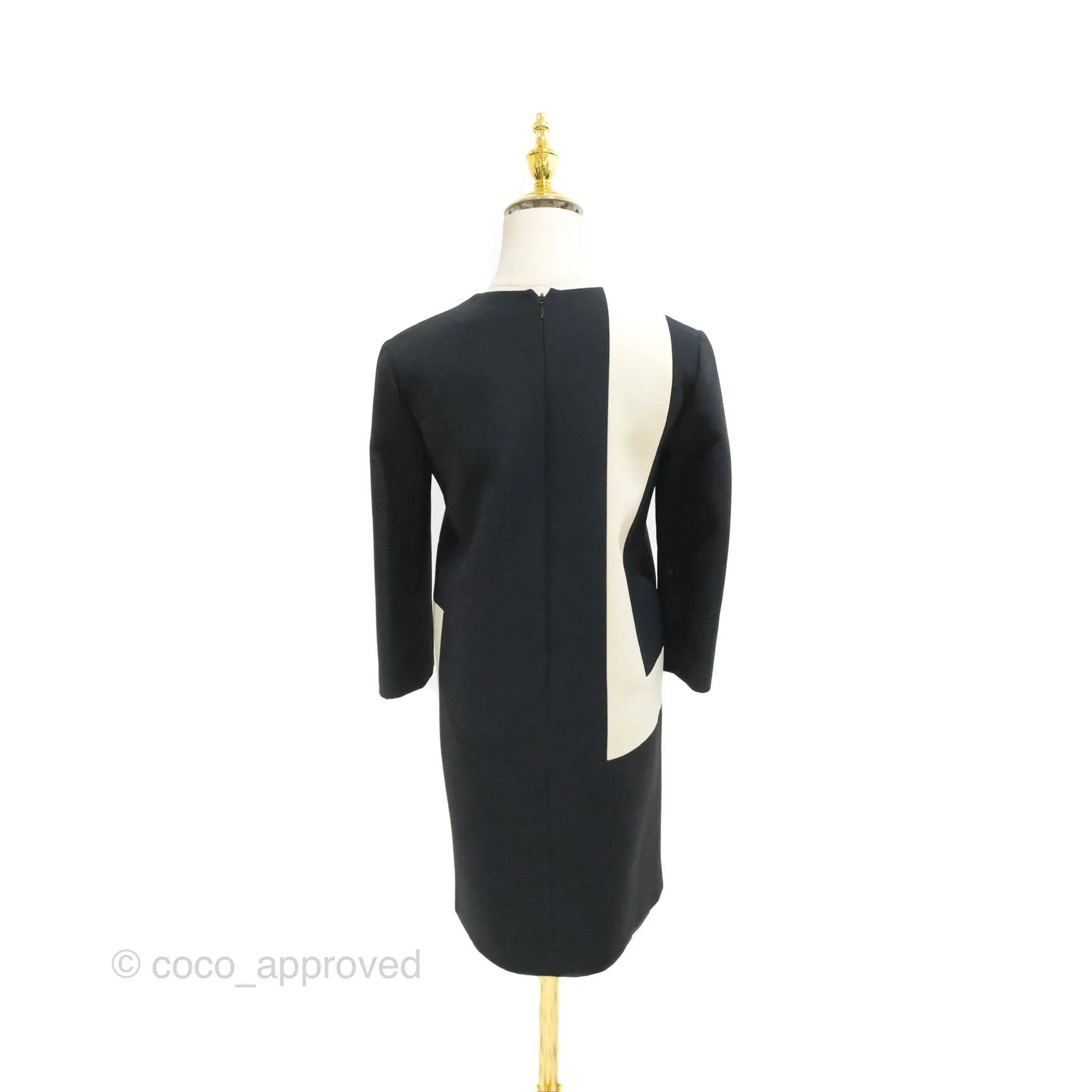 Christian Dior Black White Wool Silk Dress 2019AW Size 34