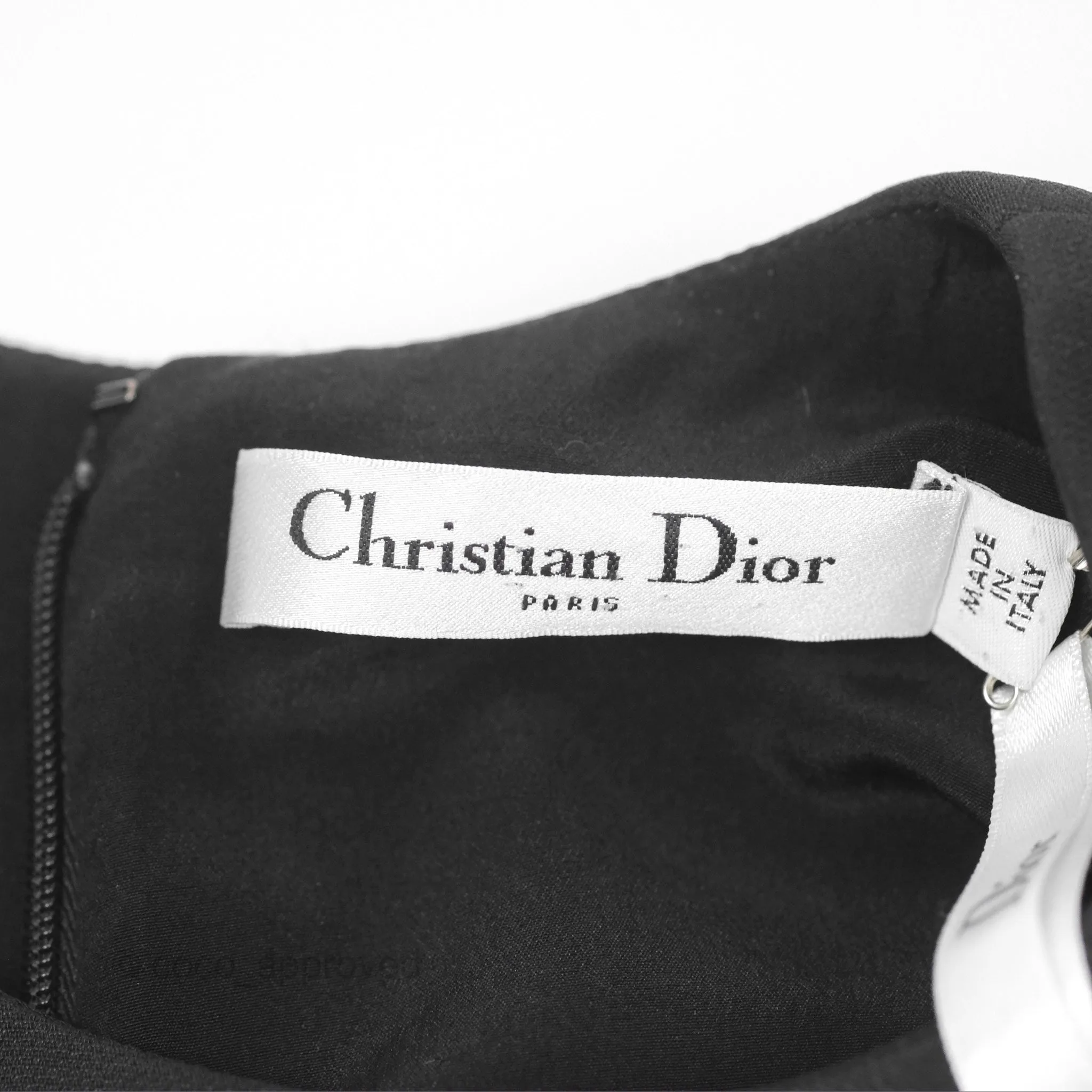 Christian Dior Black White Wool Silk Dress 2019AW Size 34