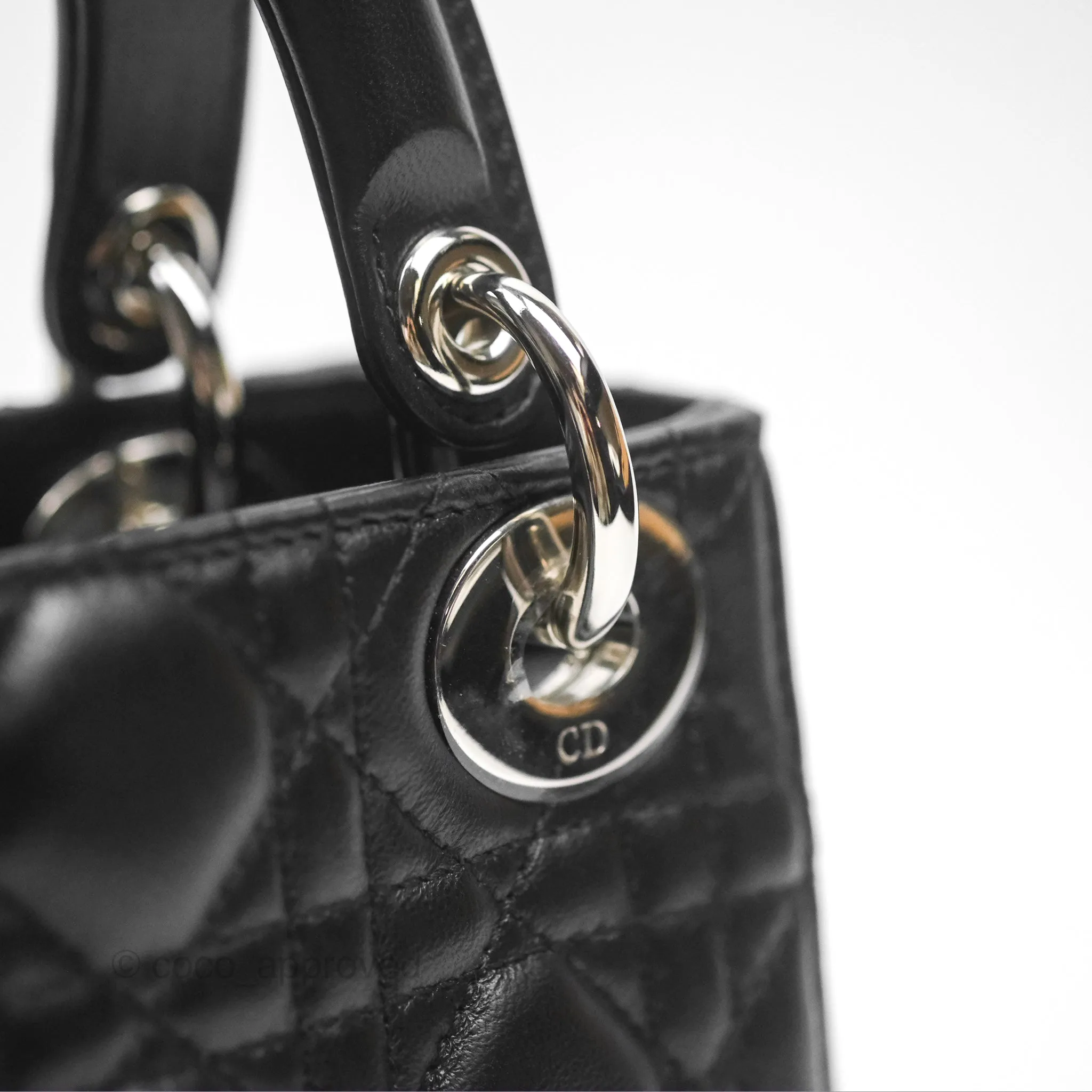 Christian Dior Cannage Mini Lady Dior Black Silver Hardware