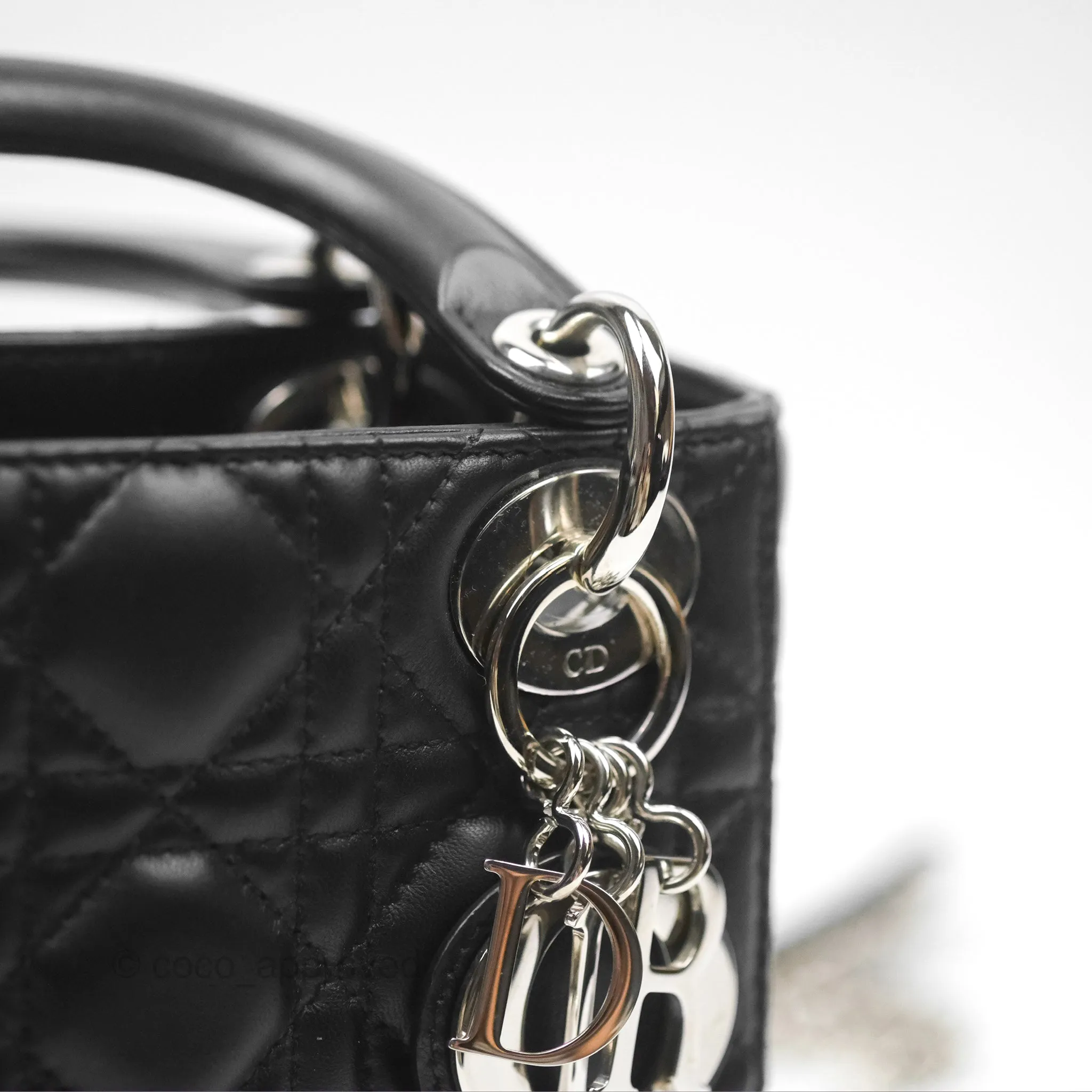 Christian Dior Cannage Mini Lady Dior Black Silver Hardware