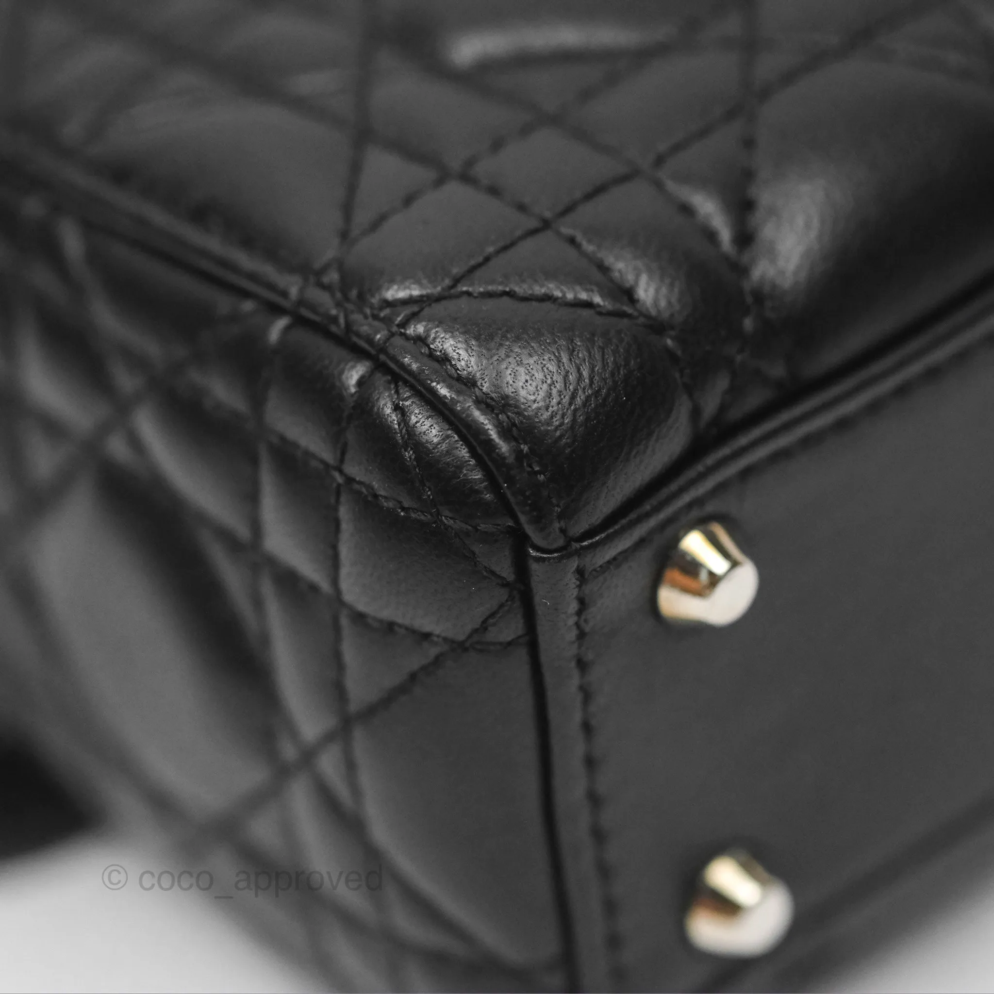 Christian Dior Cannage Mini Lady Dior Black Silver Hardware