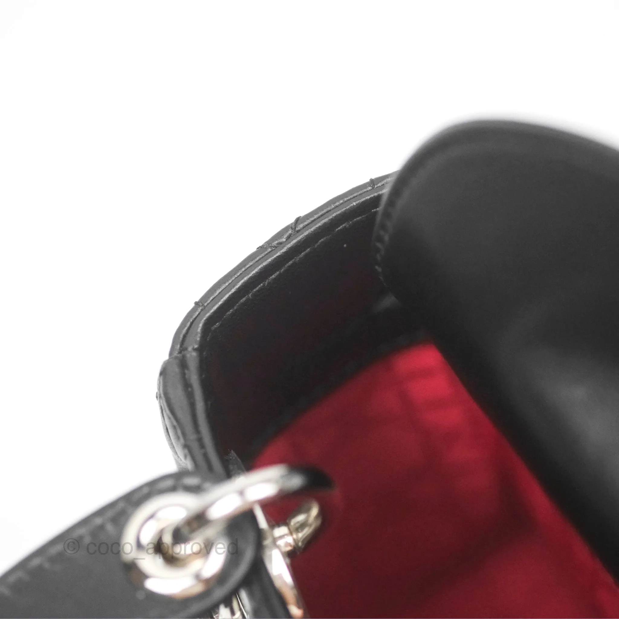 Christian Dior Cannage Mini Lady Dior Black Silver Hardware