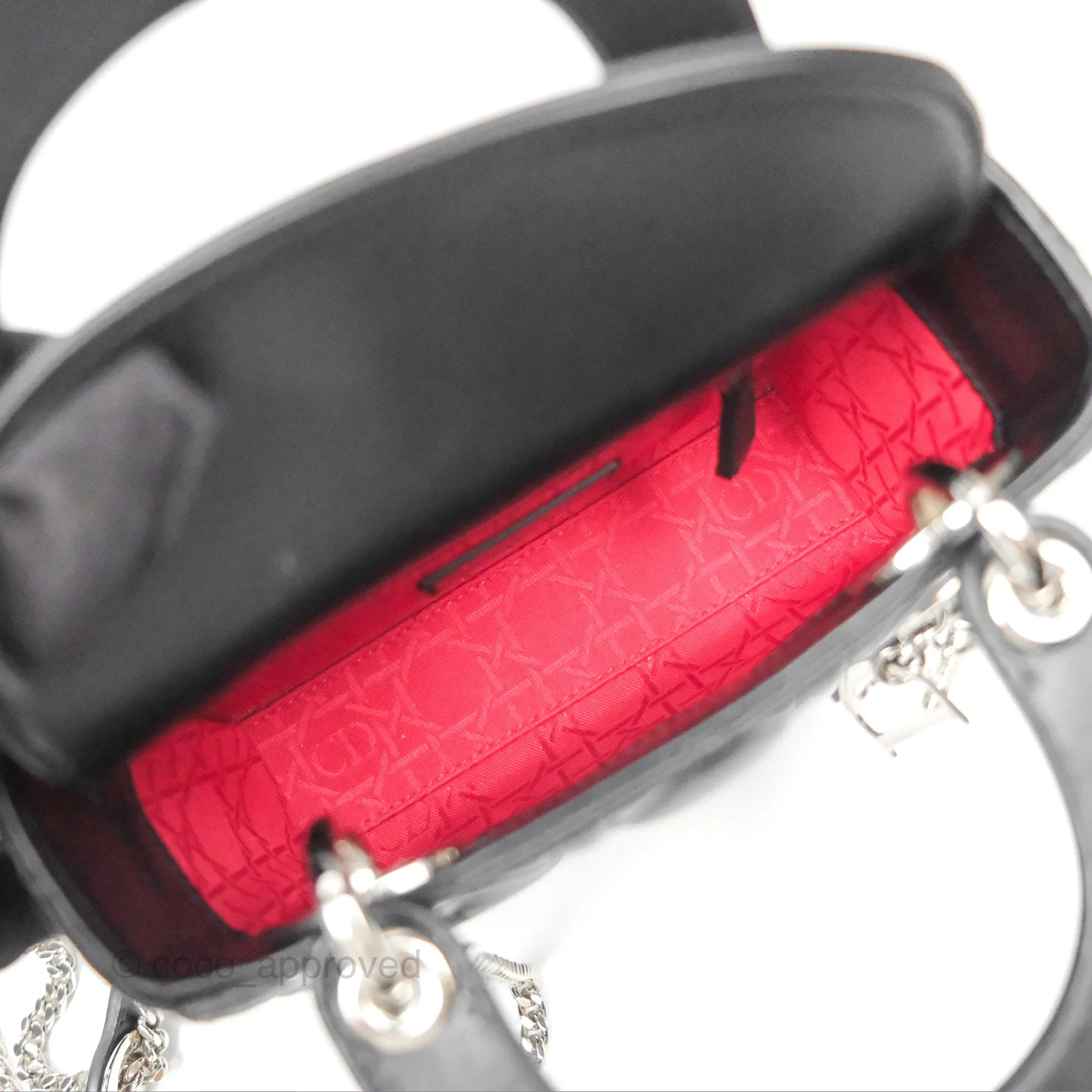 Christian Dior Cannage Mini Lady Dior Black Silver Hardware