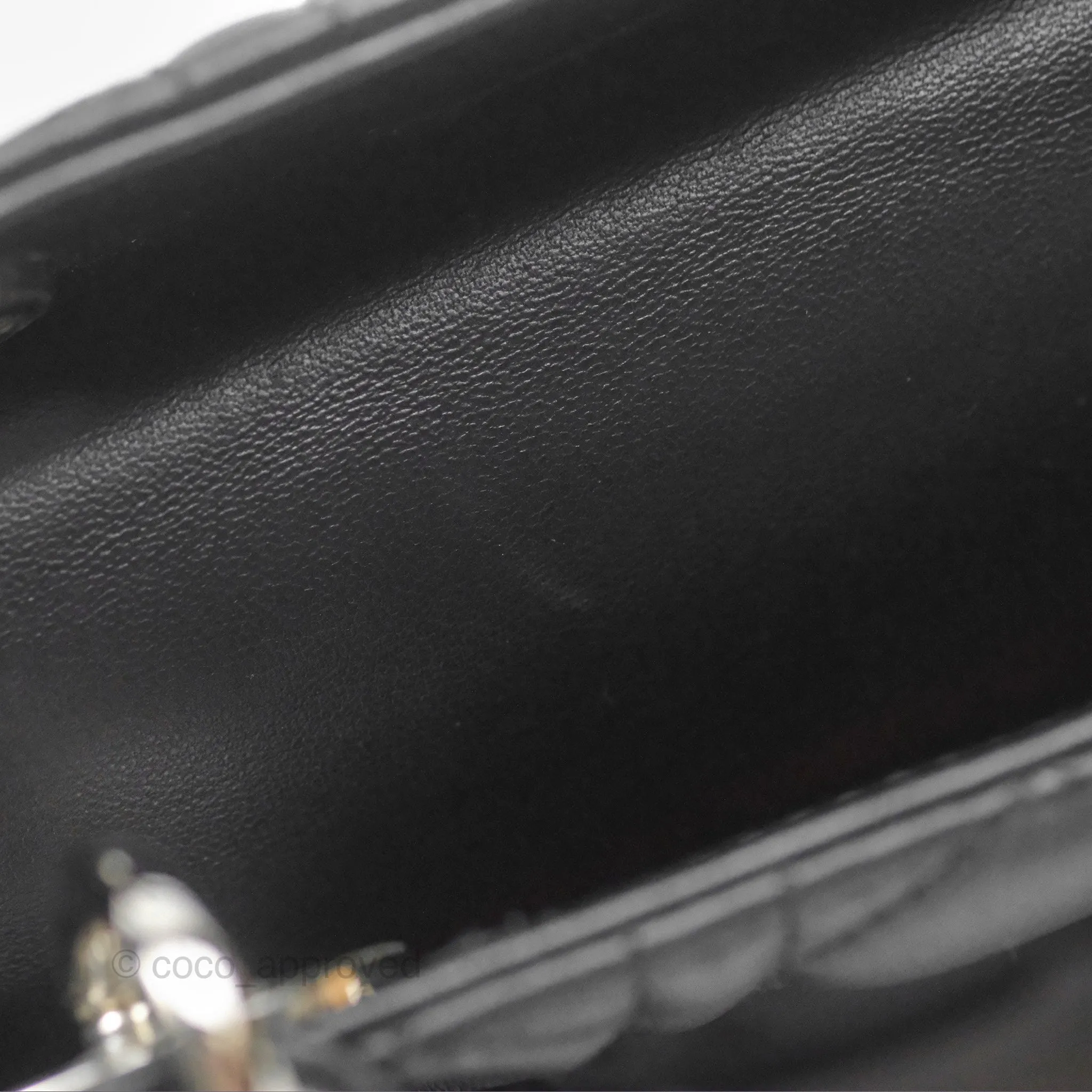 Christian Dior Cannage Mini Lady Dior Black Silver Hardware