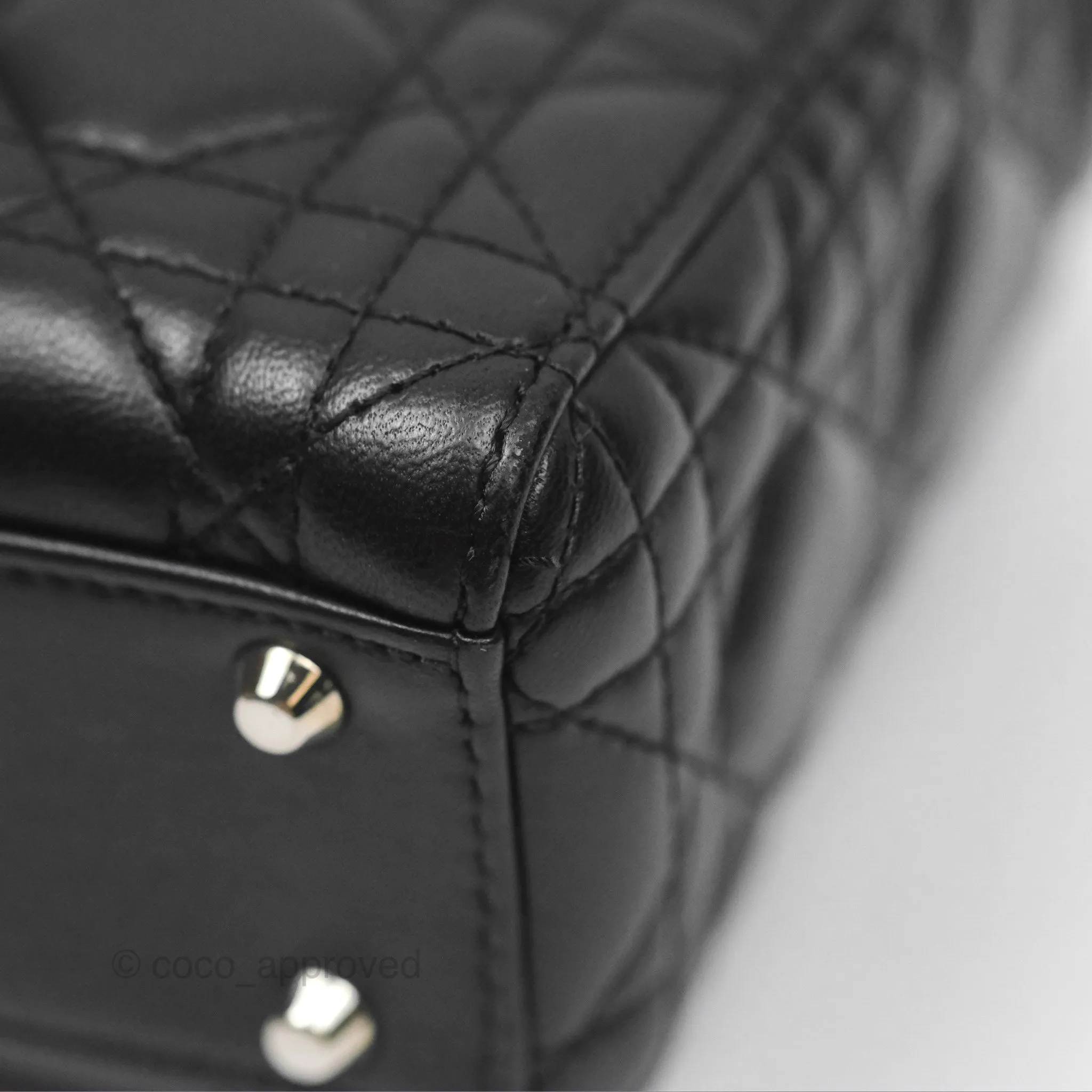 Christian Dior Cannage Mini Lady Dior Black Silver Hardware