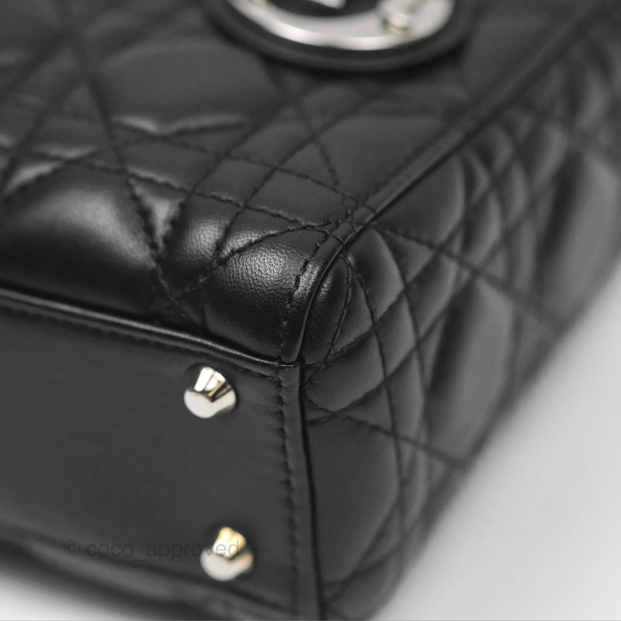 Christian Dior Cannage Mini Lady Dior Black Silver Hardware