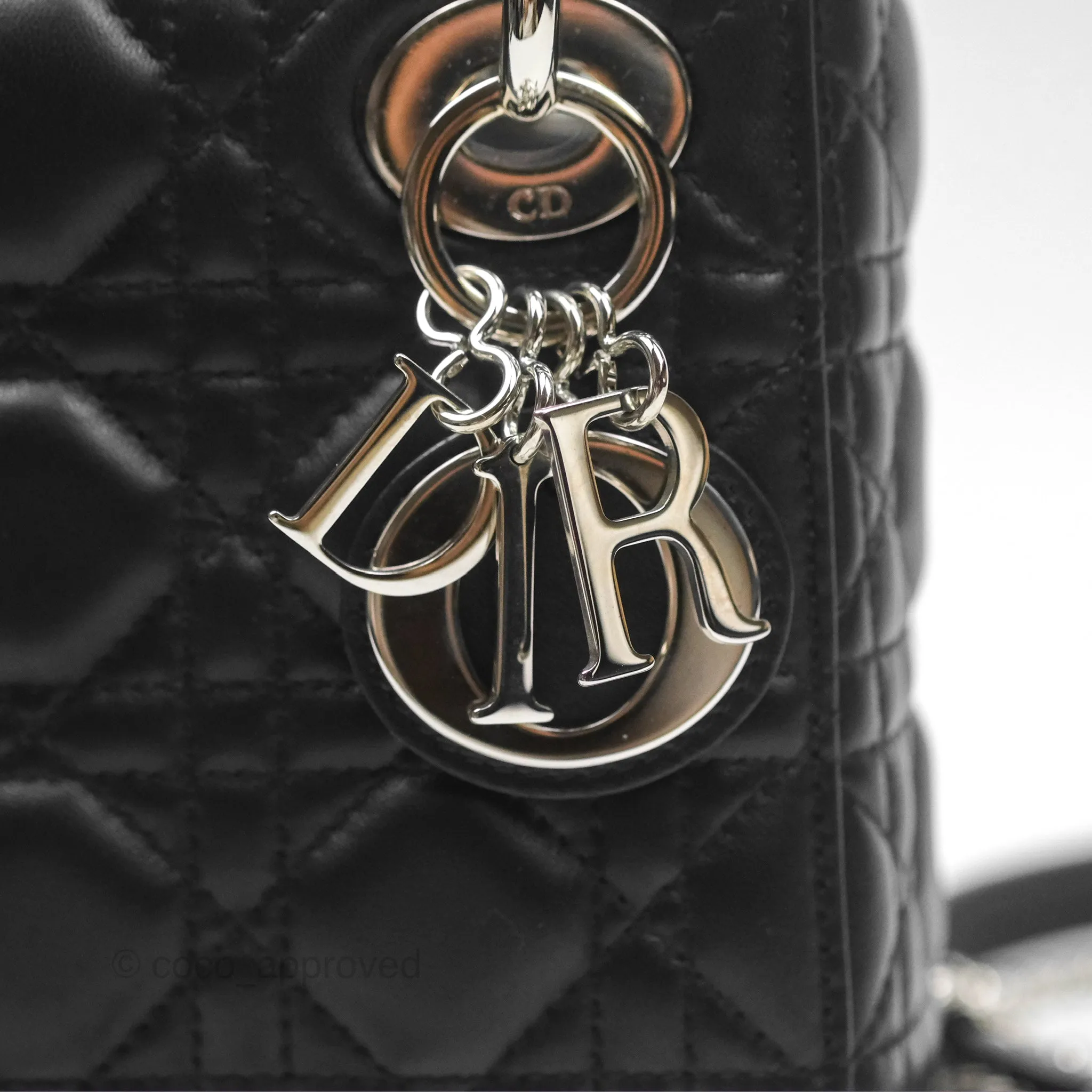 Christian Dior Cannage Mini Lady Dior Black Silver Hardware