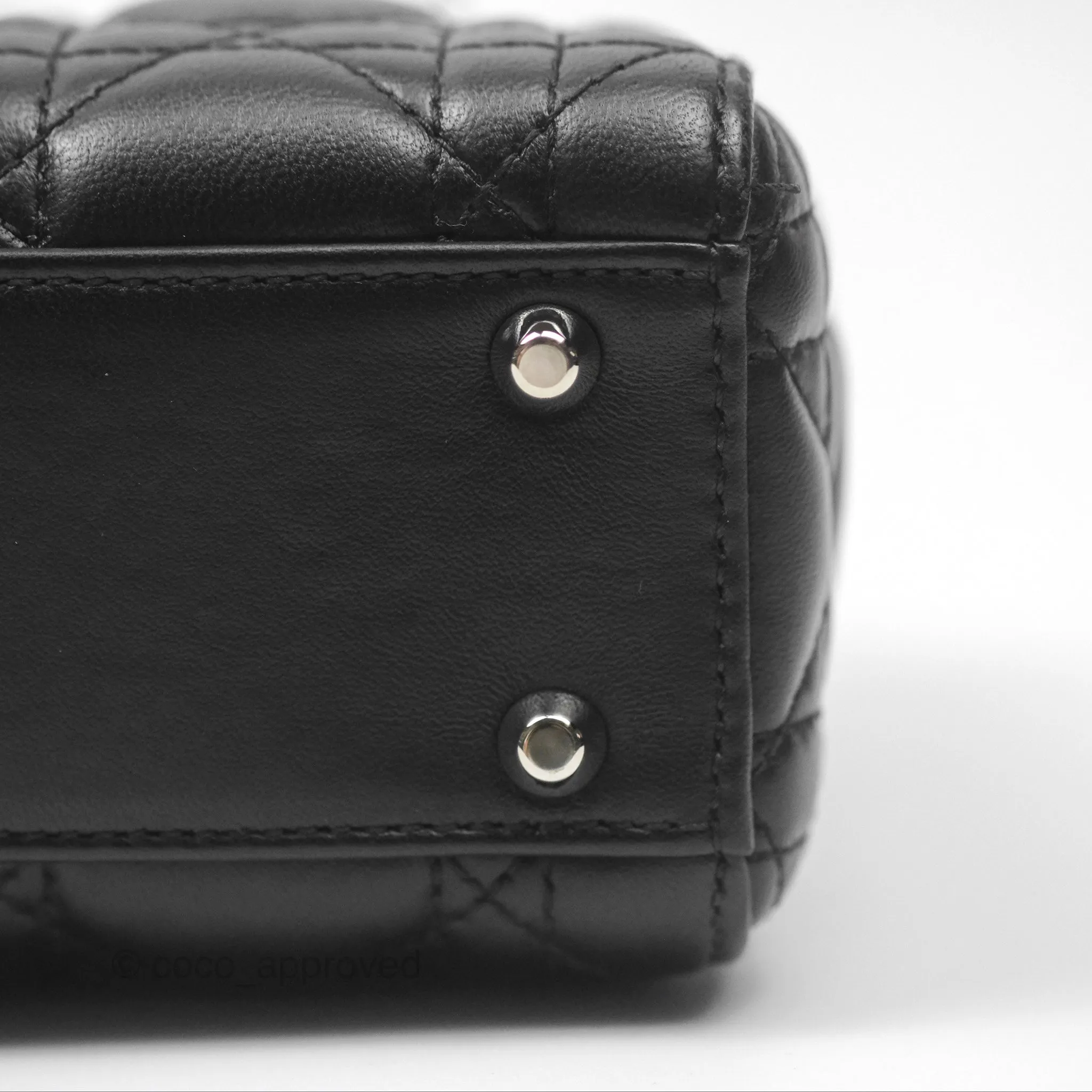 Christian Dior Cannage Mini Lady Dior Black Silver Hardware