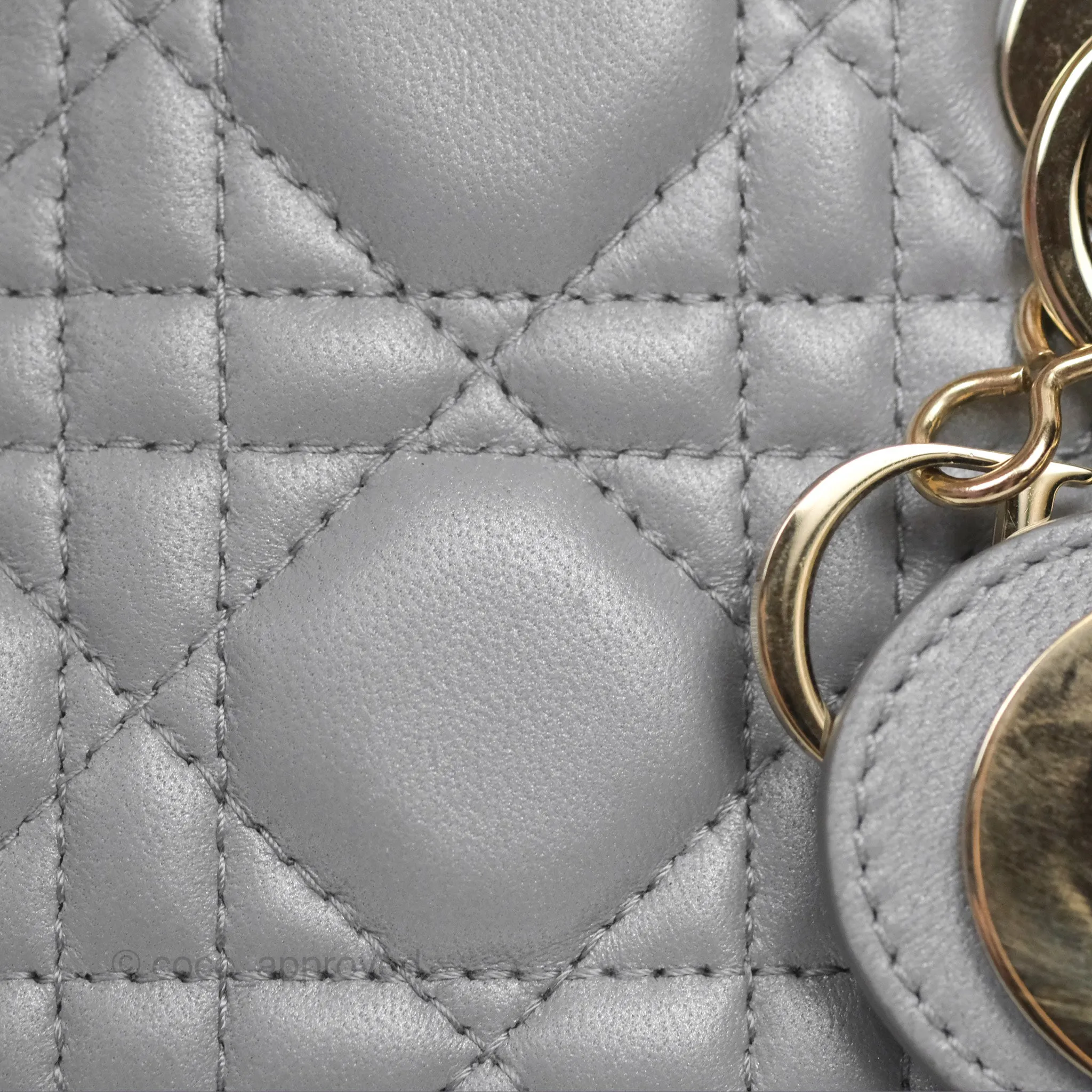Christian Dior Cannage Mini Lady Dior Grey Gold Hardware