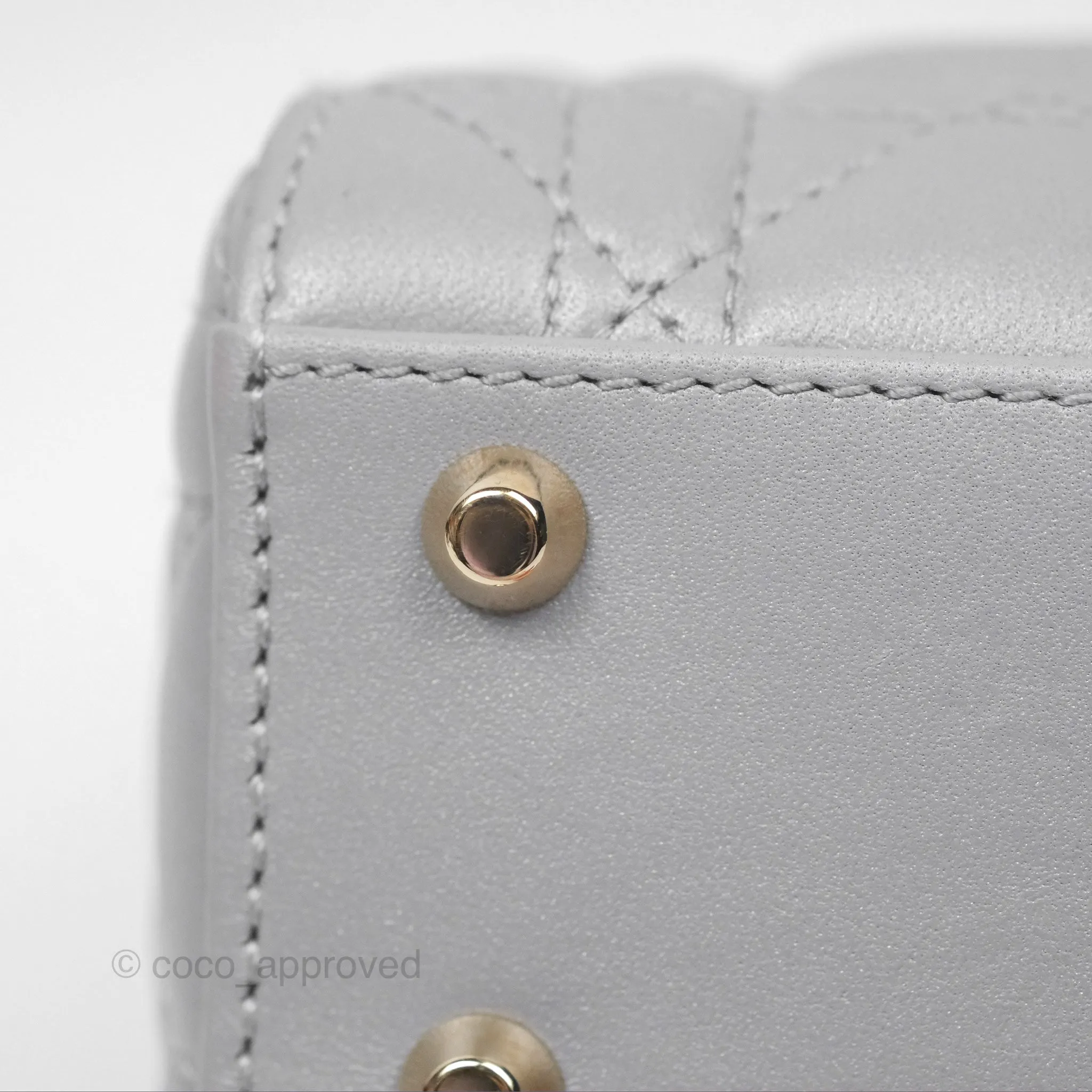 Christian Dior Cannage Mini Lady Dior Grey Gold Hardware