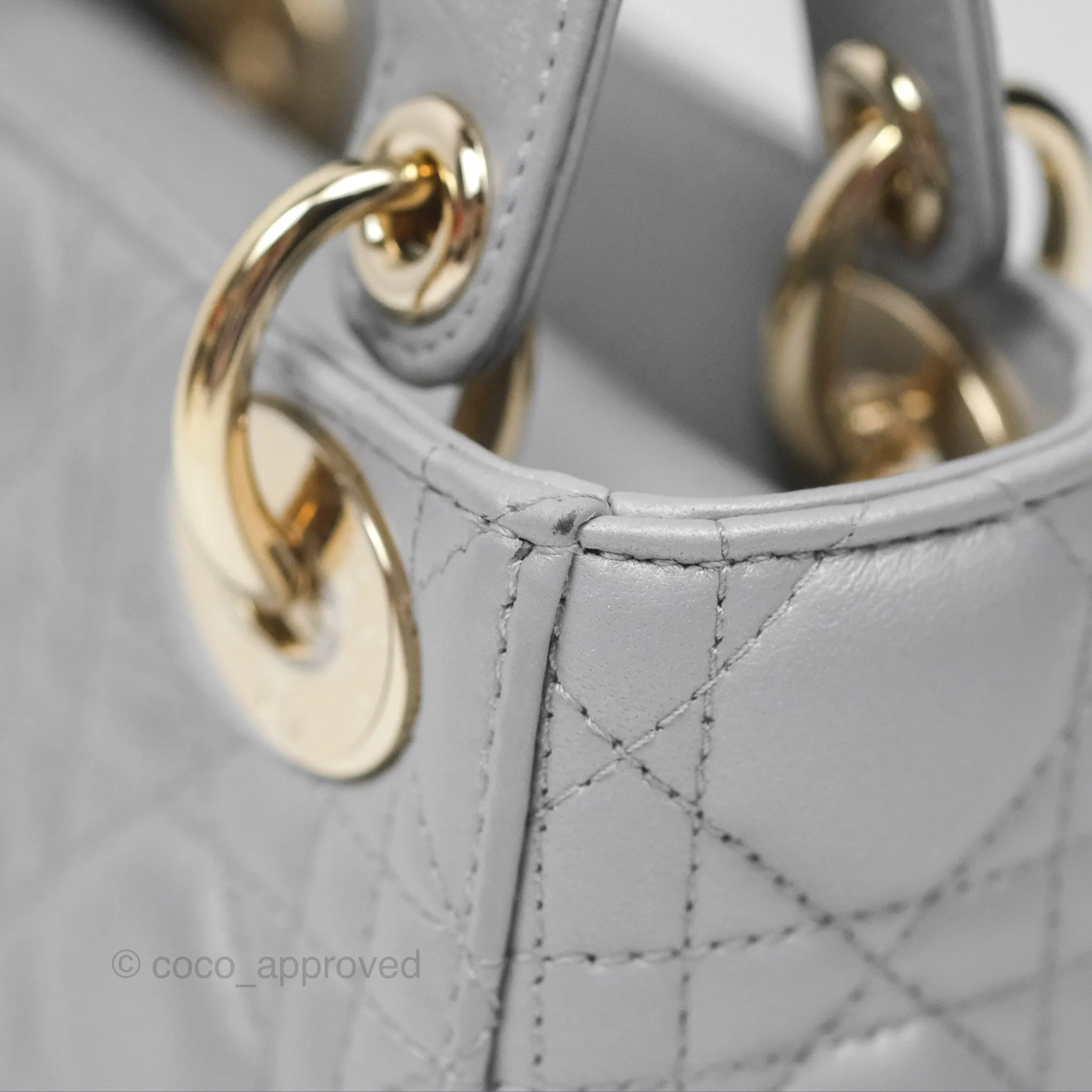 Christian Dior Cannage Mini Lady Dior Grey Gold Hardware