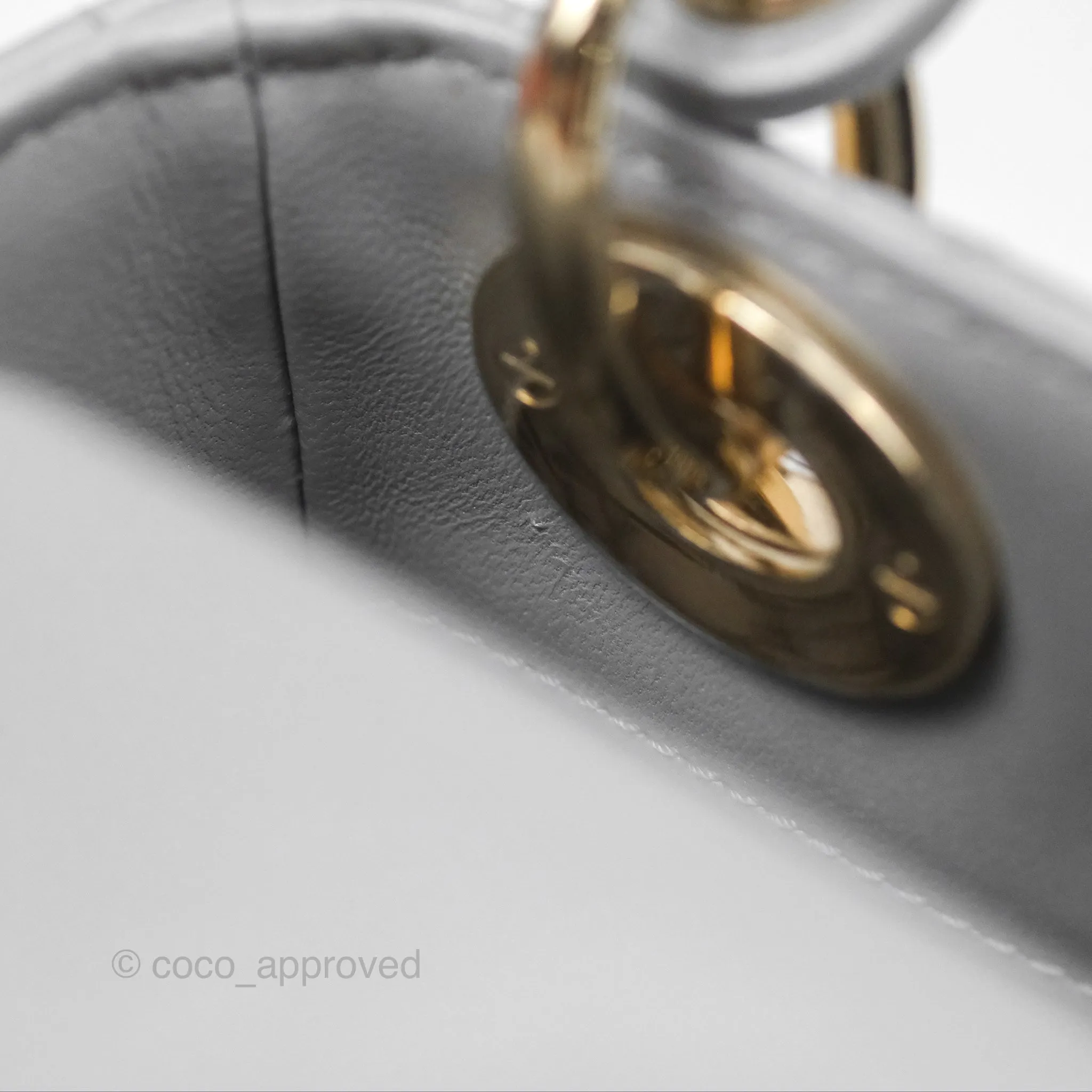 Christian Dior Cannage Mini Lady Dior Grey Gold Hardware