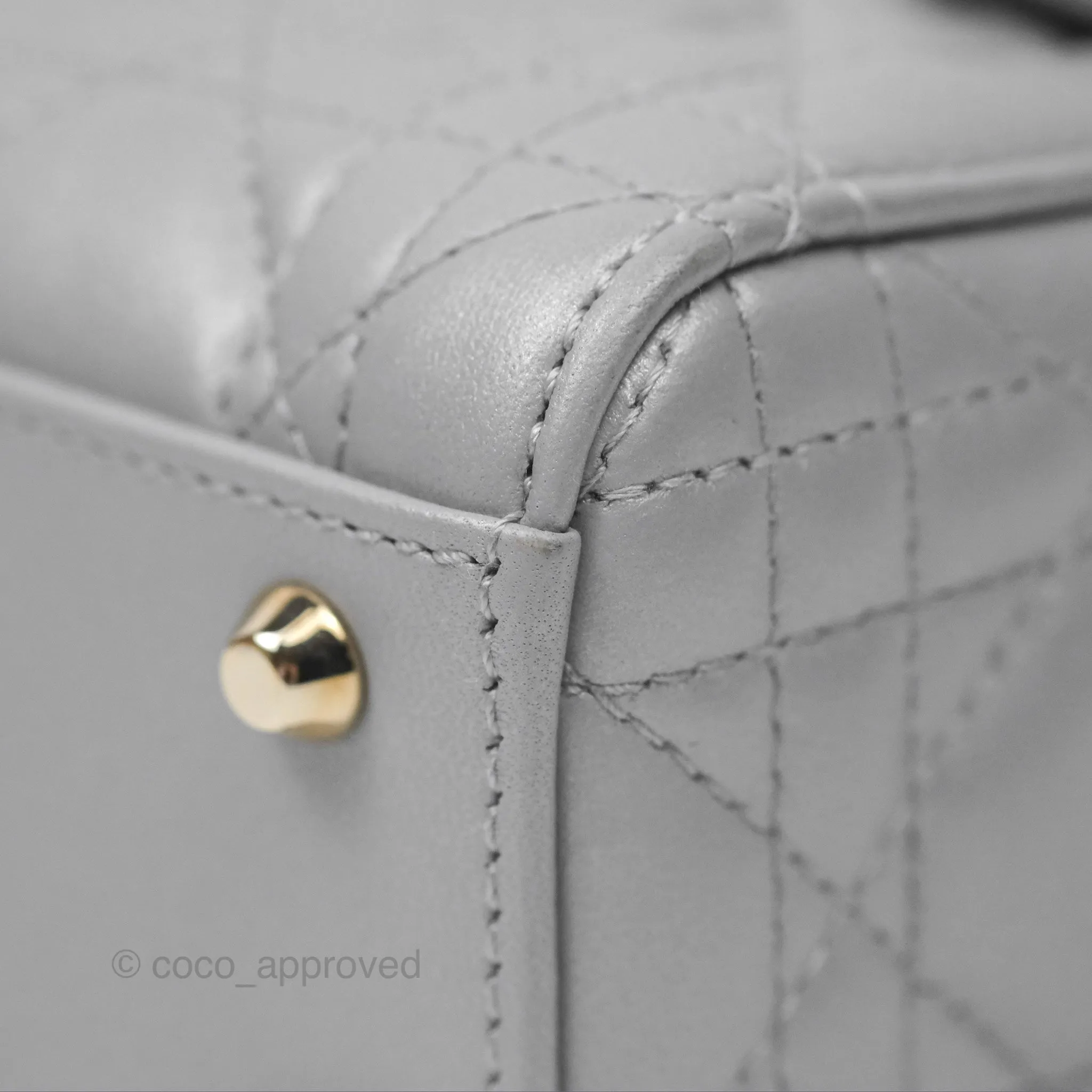 Christian Dior Cannage Mini Lady Dior Grey Gold Hardware