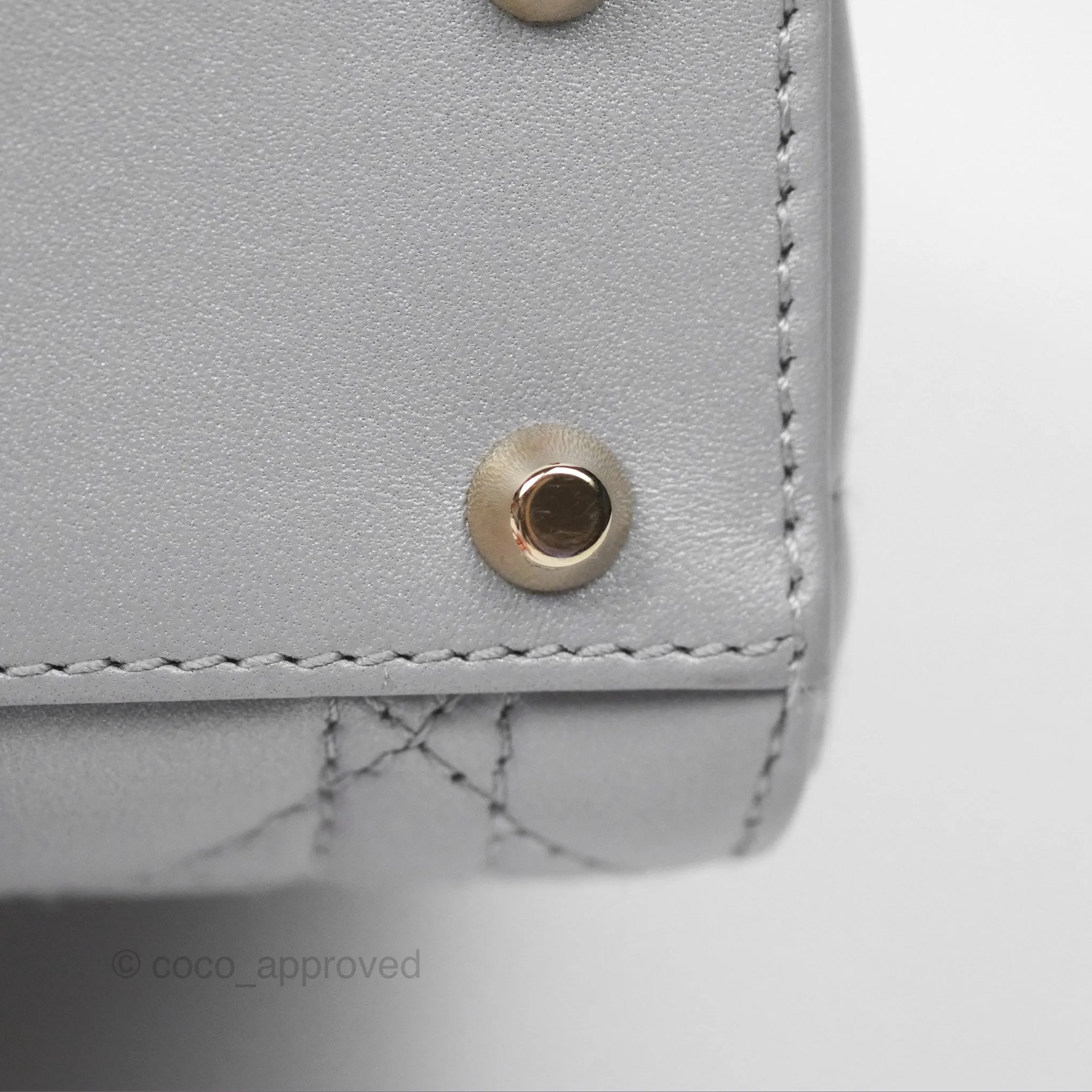 Christian Dior Cannage Mini Lady Dior Grey Gold Hardware