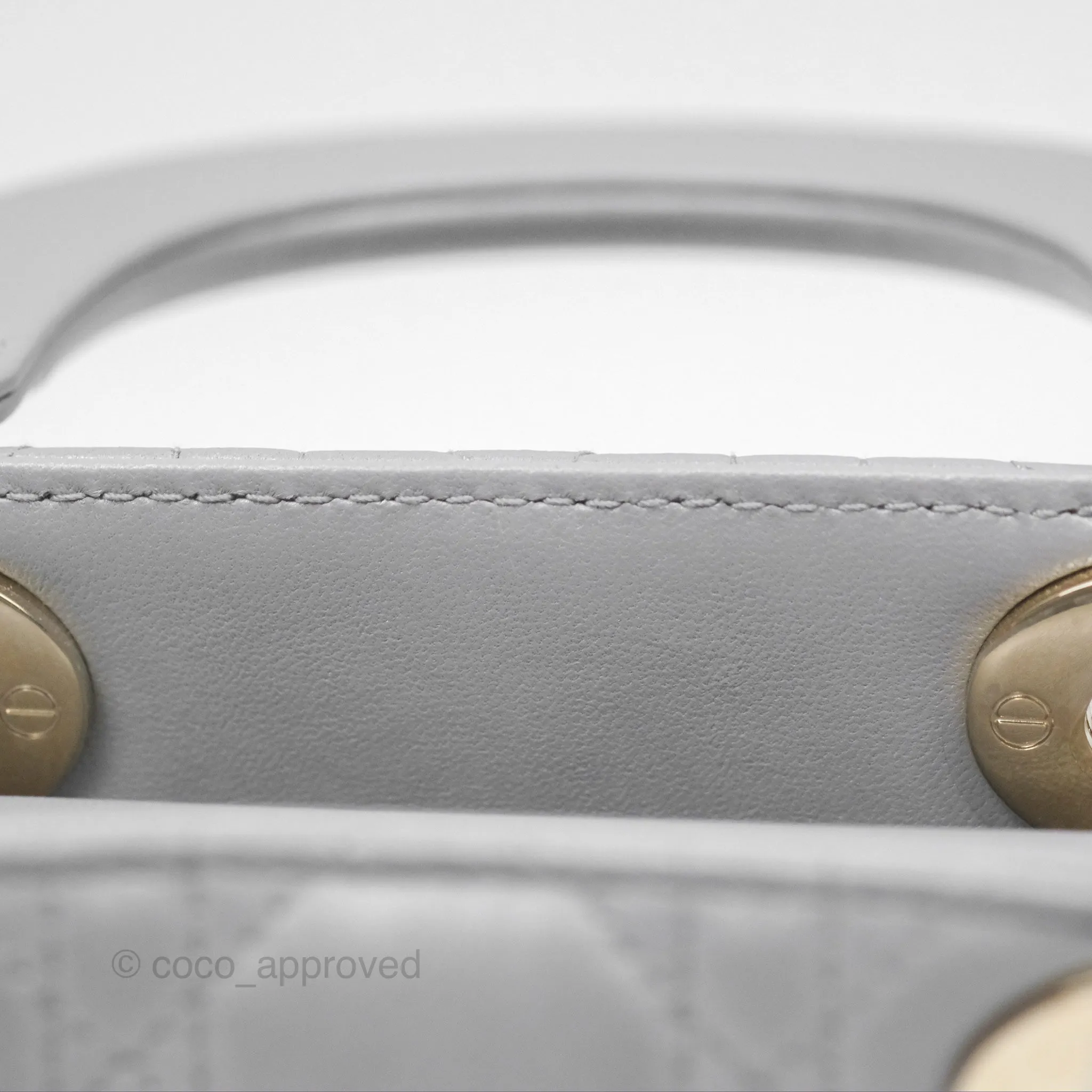 Christian Dior Cannage Mini Lady Dior Grey Gold Hardware