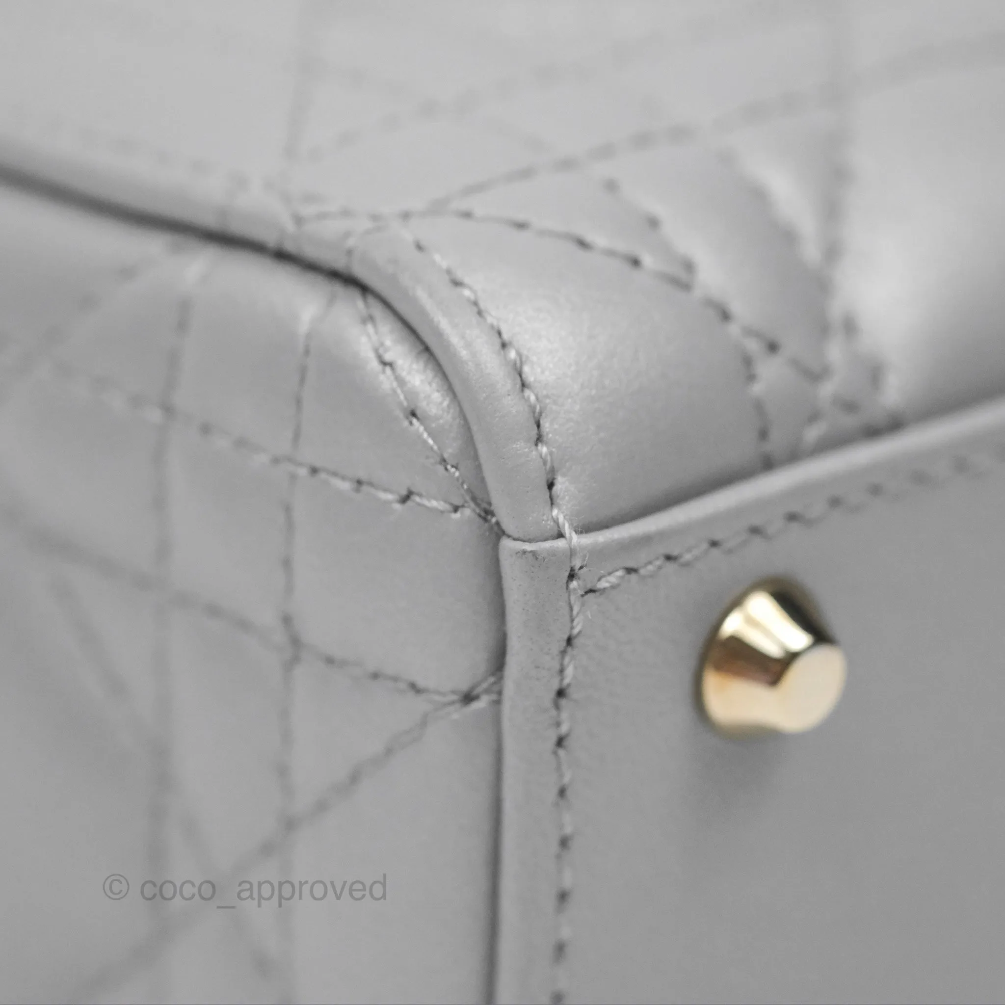 Christian Dior Cannage Mini Lady Dior Grey Gold Hardware