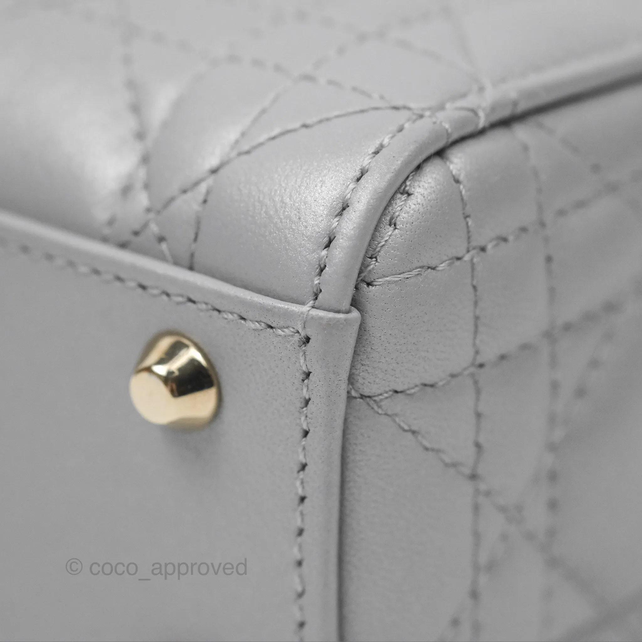 Christian Dior Cannage Mini Lady Dior Grey Gold Hardware