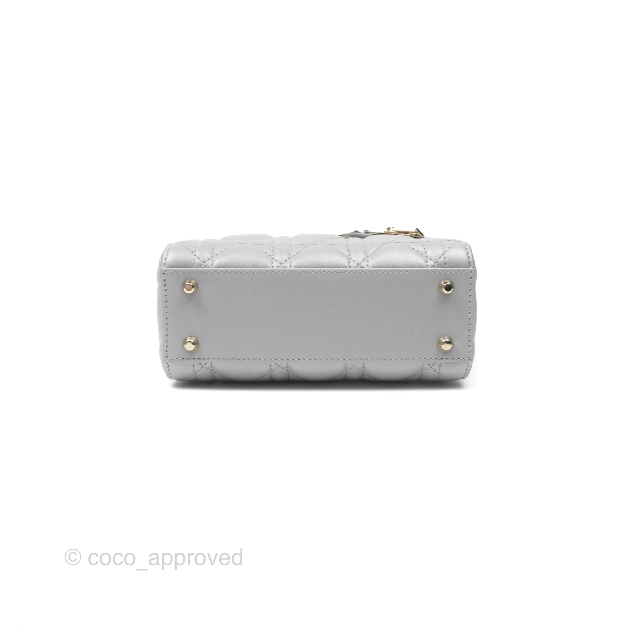Christian Dior Cannage Mini Lady Dior Grey Gold Hardware
