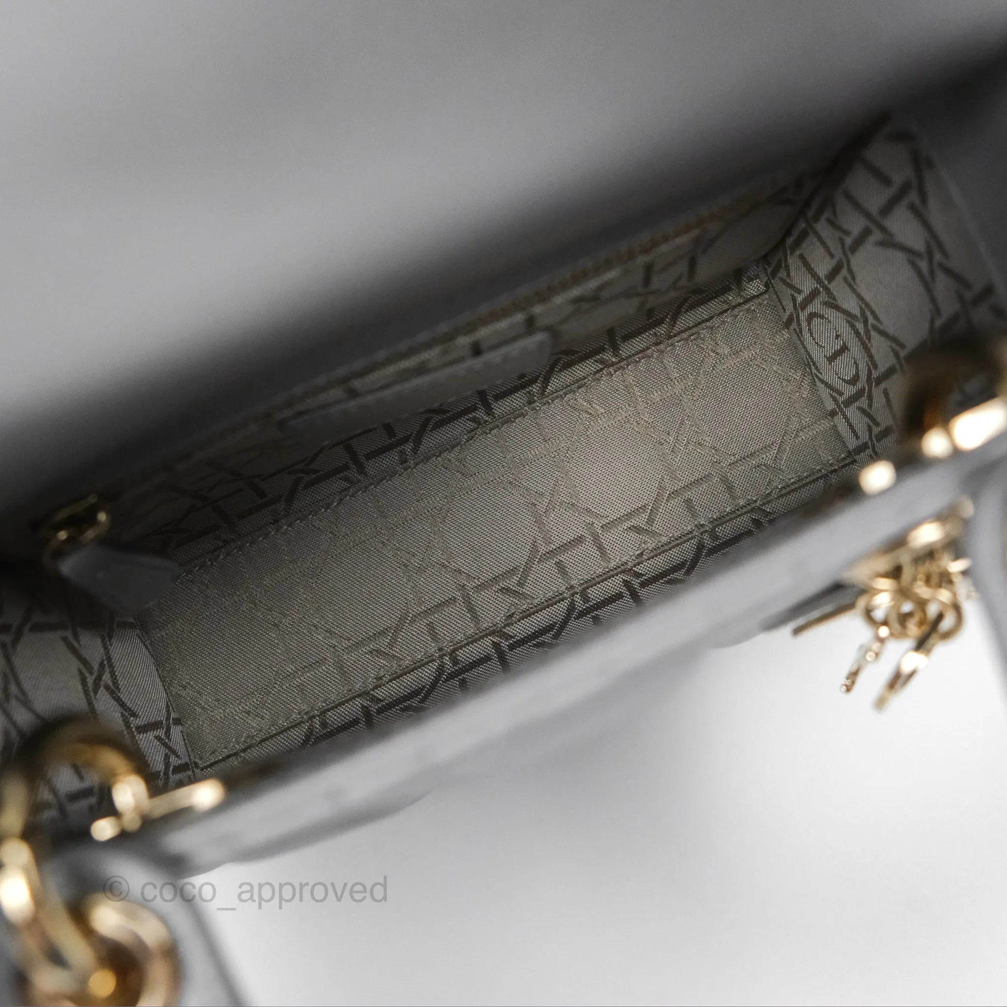 Christian Dior Cannage Mini Lady Dior Grey Gold Hardware