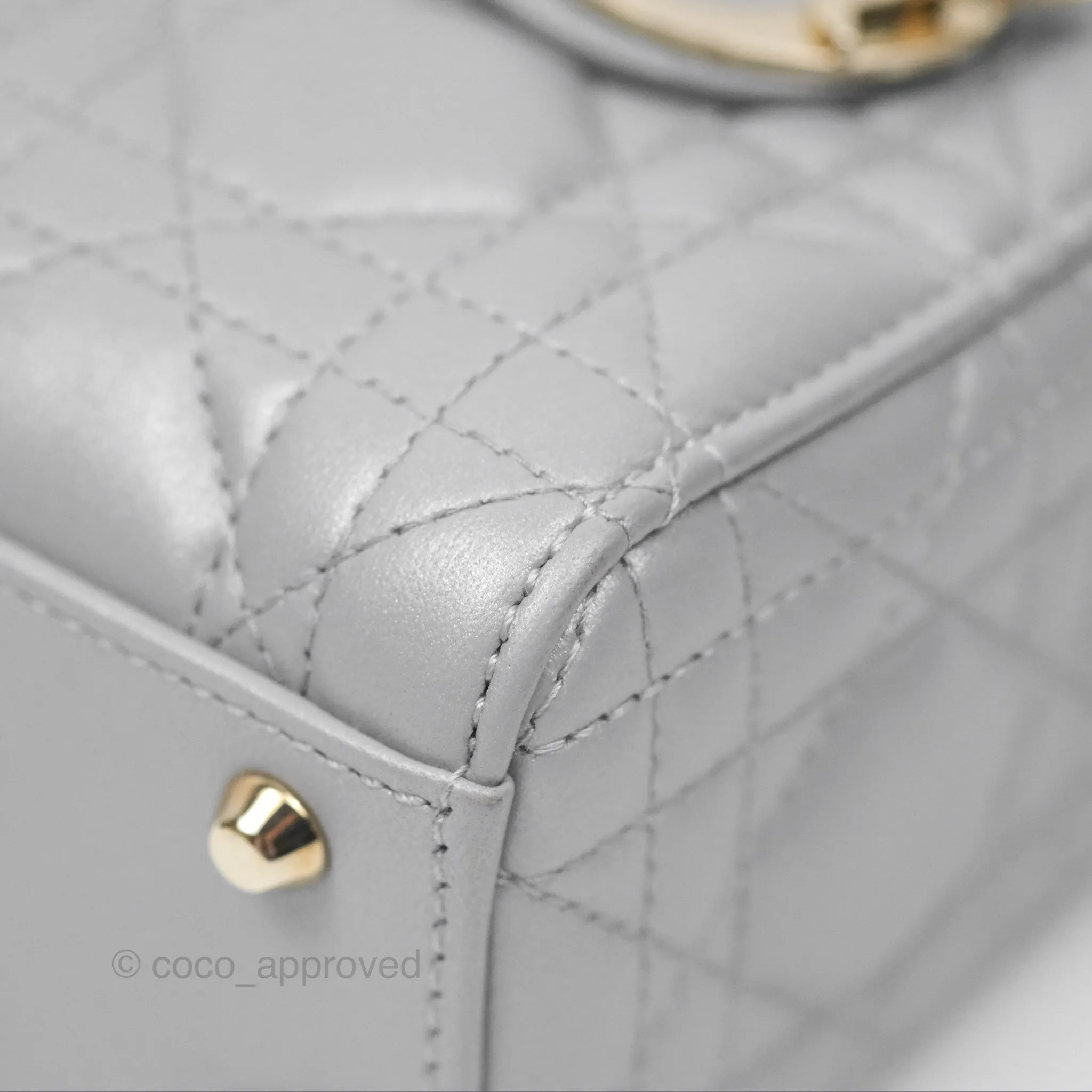 Christian Dior Cannage Mini Lady Dior Grey Gold Hardware