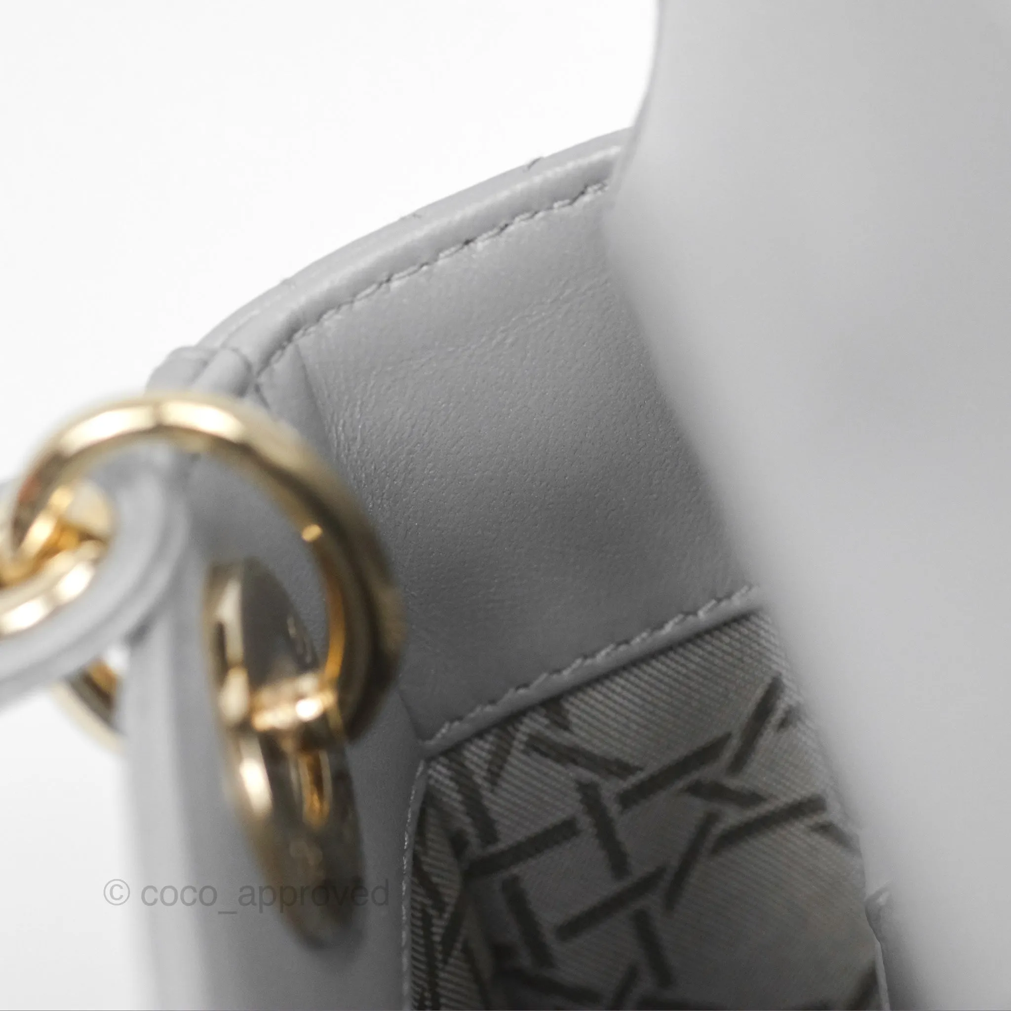 Christian Dior Cannage Mini Lady Dior Grey Gold Hardware