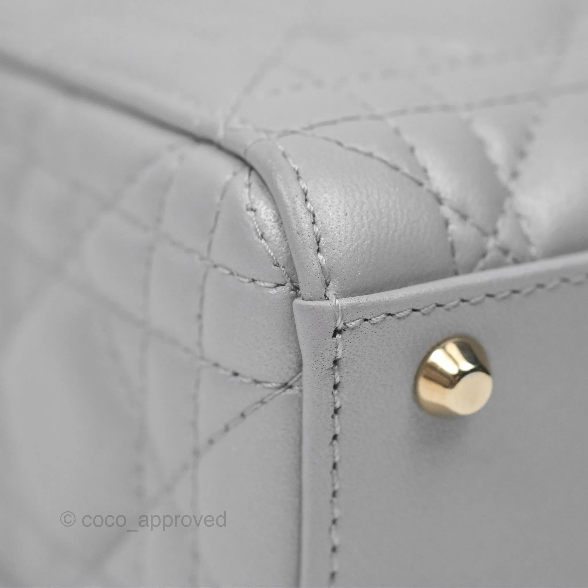 Christian Dior Cannage Mini Lady Dior Grey Gold Hardware