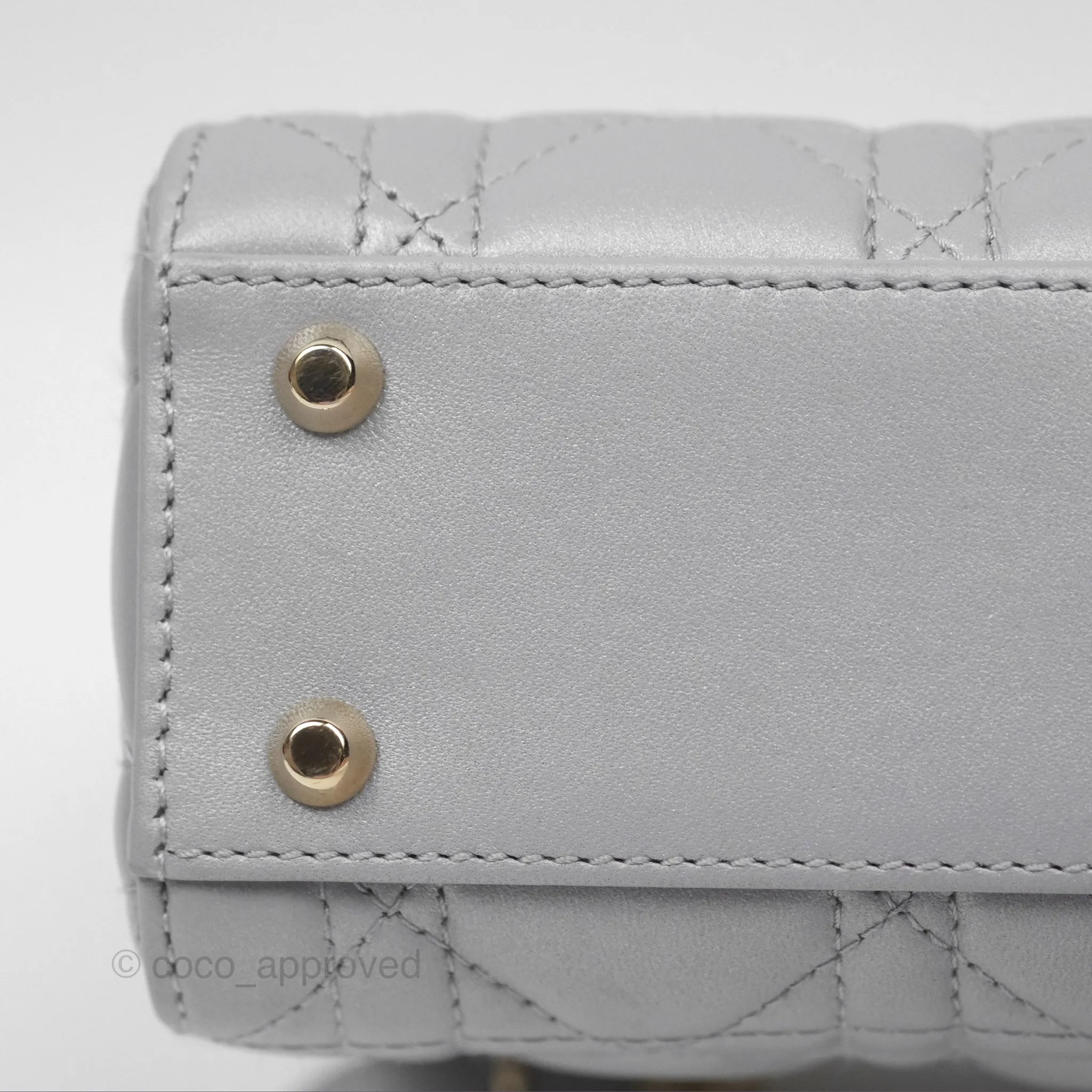 Christian Dior Cannage Mini Lady Dior Grey Gold Hardware
