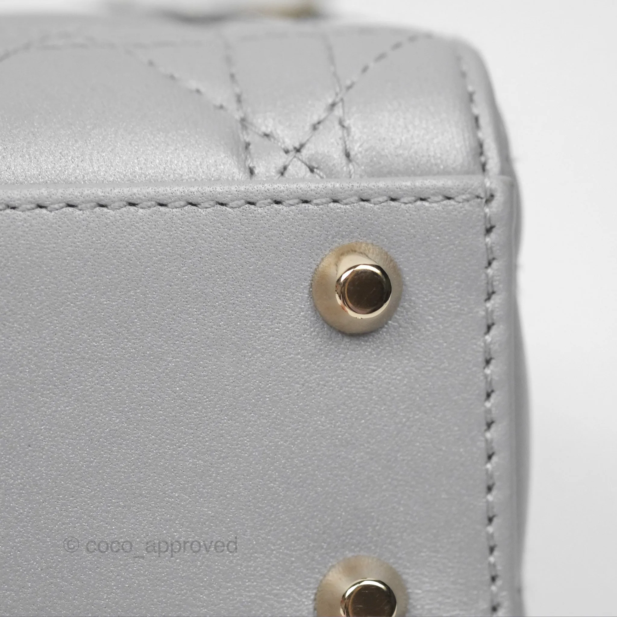 Christian Dior Cannage Mini Lady Dior Grey Gold Hardware