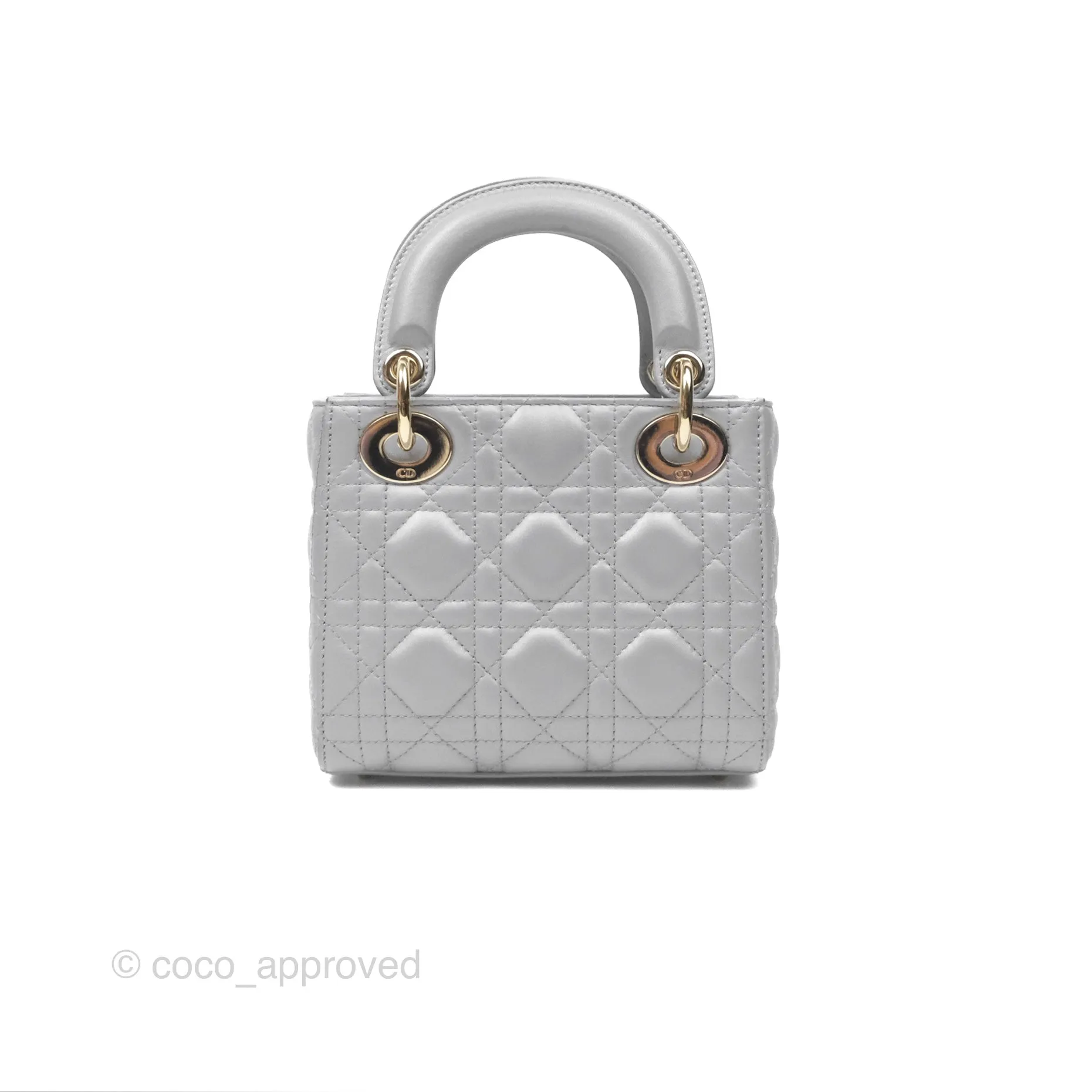 Christian Dior Cannage Mini Lady Dior Grey Gold Hardware