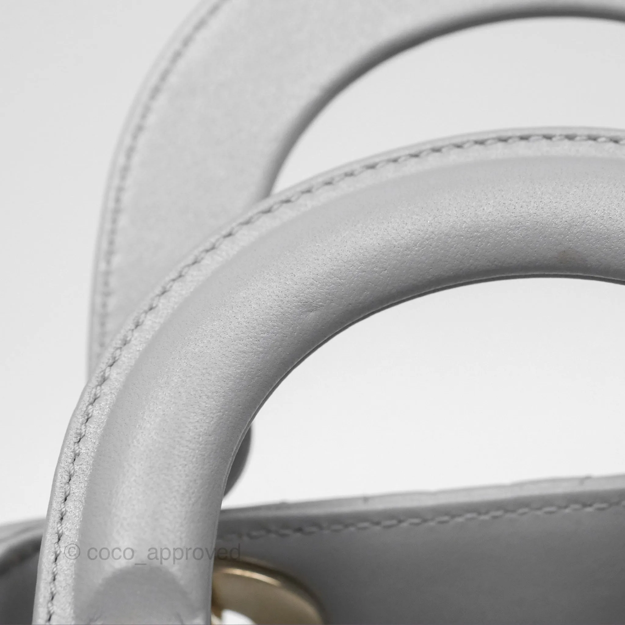 Christian Dior Cannage Mini Lady Dior Grey Gold Hardware