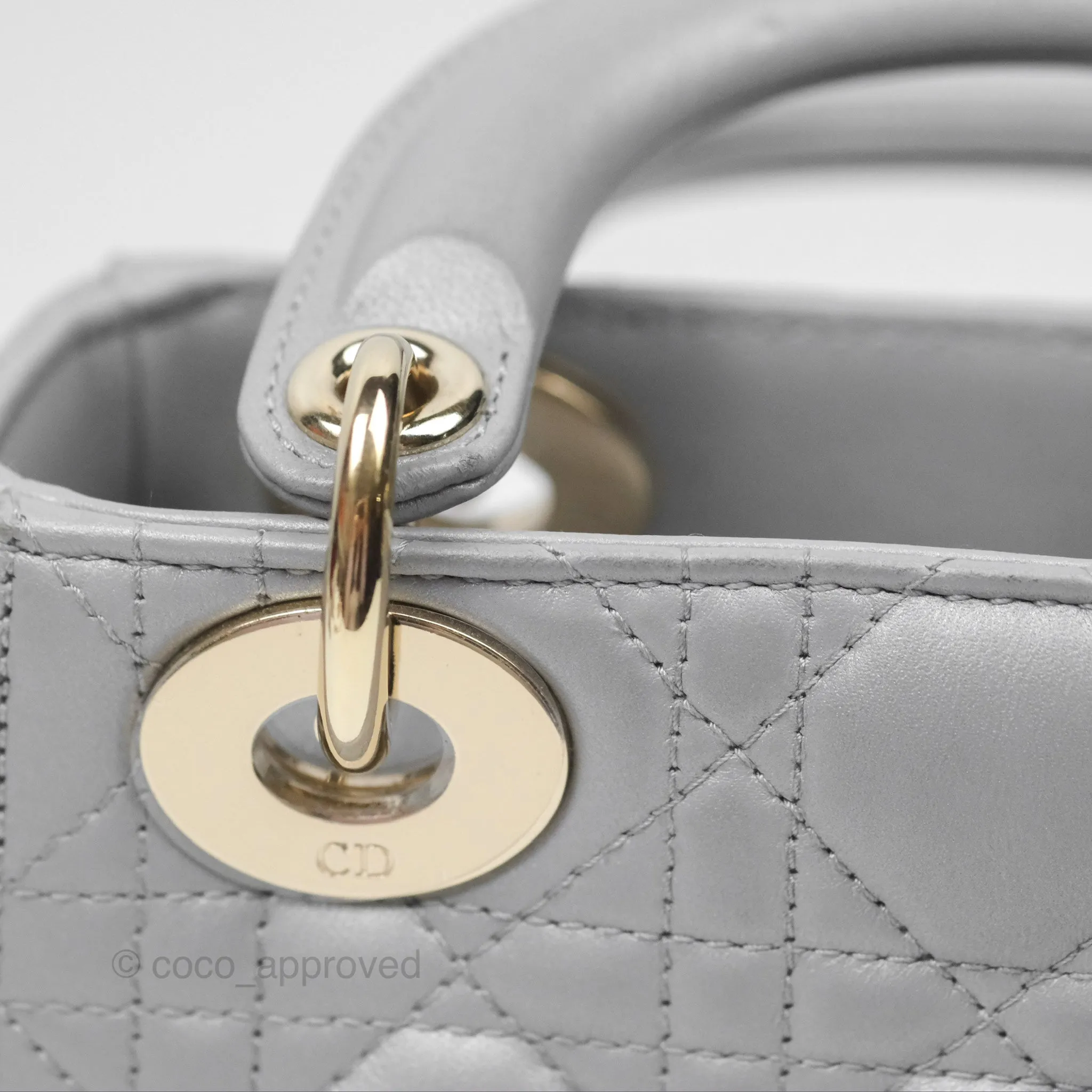 Christian Dior Cannage Mini Lady Dior Grey Gold Hardware