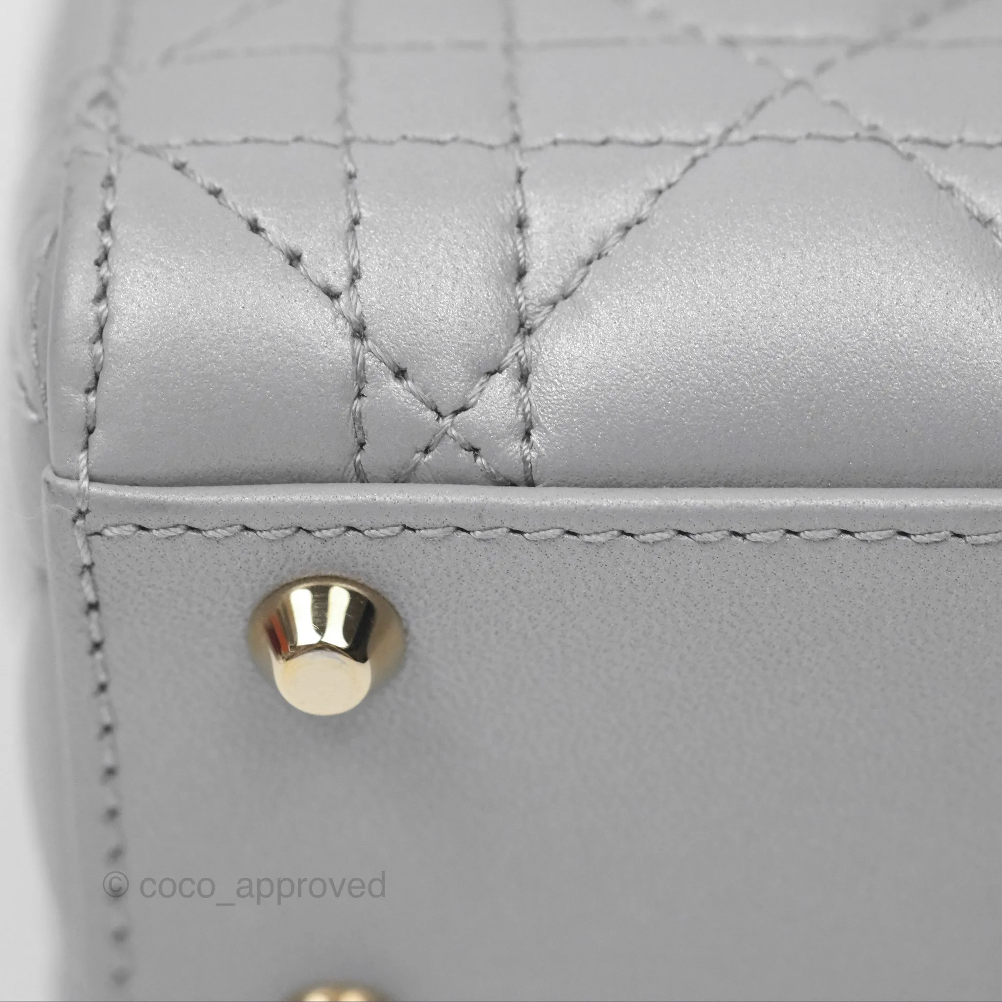 Christian Dior Cannage Mini Lady Dior Grey Gold Hardware