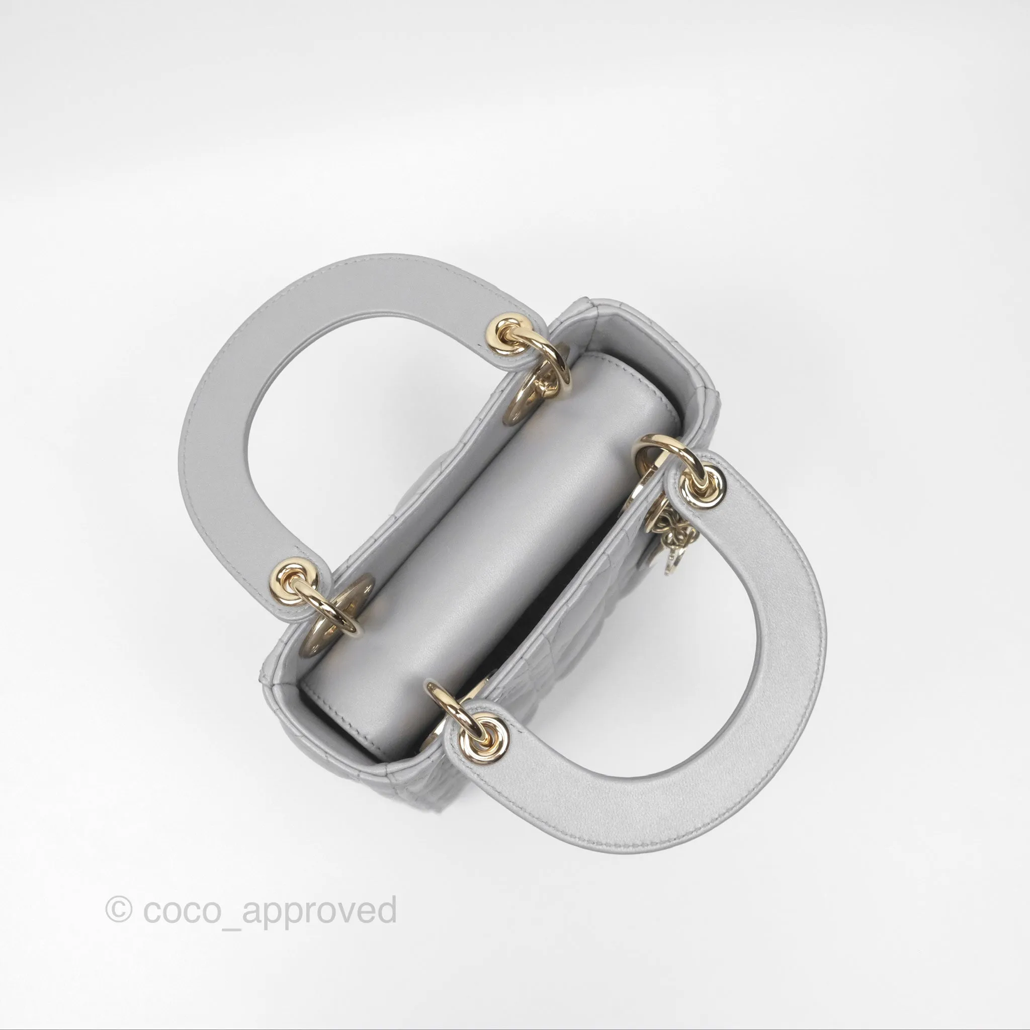 Christian Dior Cannage Mini Lady Dior Grey Gold Hardware
